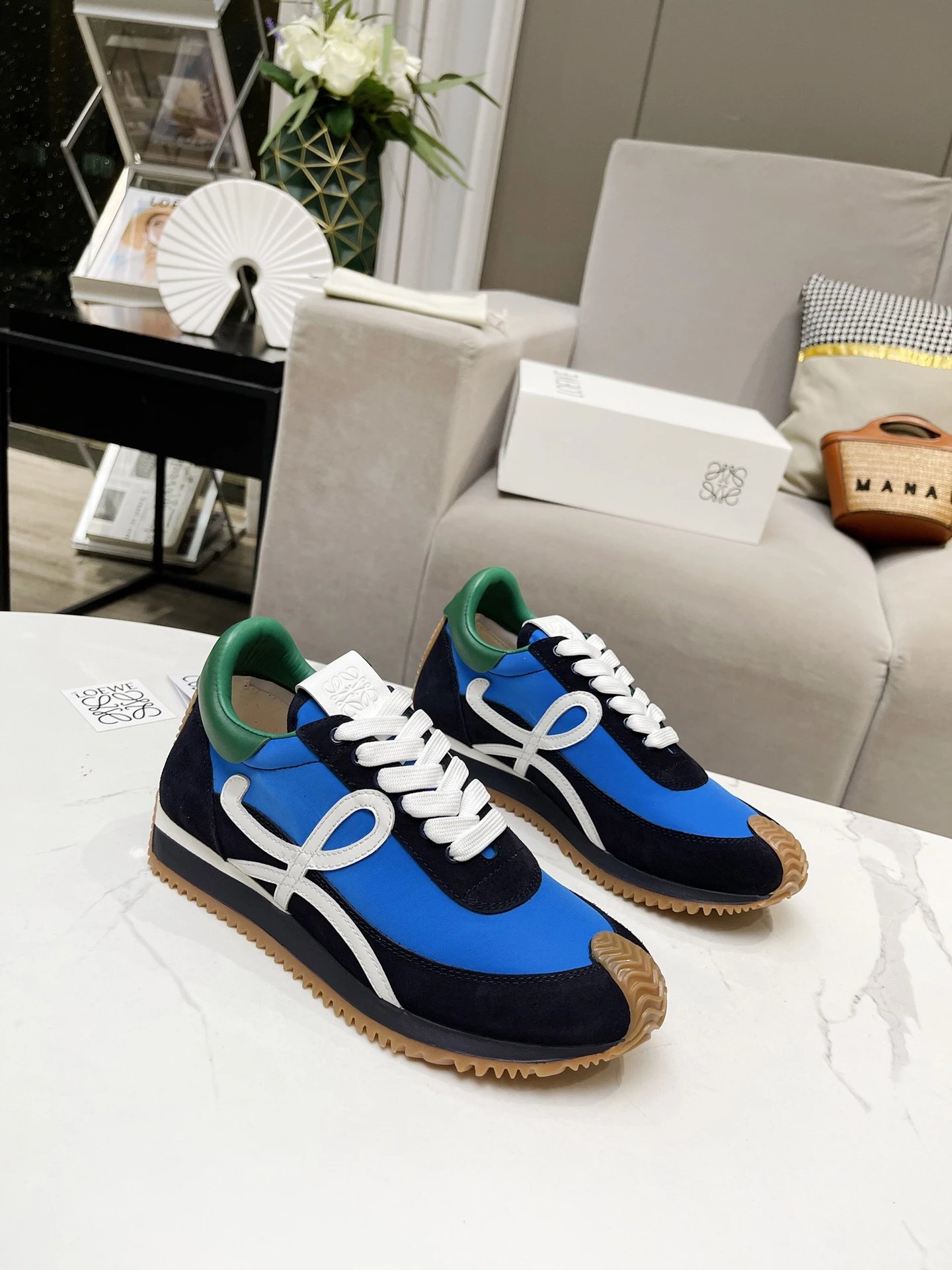 Loewe Hidden Heel Sneakers Blue White - Gallery Image 2 - Detailed View