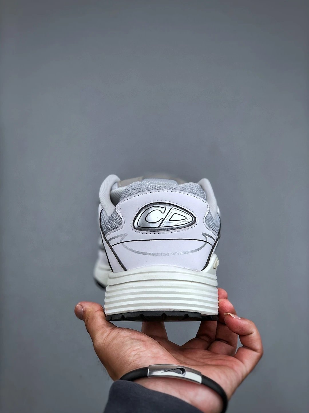 B30 Dad Sneakers Mesh Leather Retro Grey - Gallery Image 7 - Detailed View