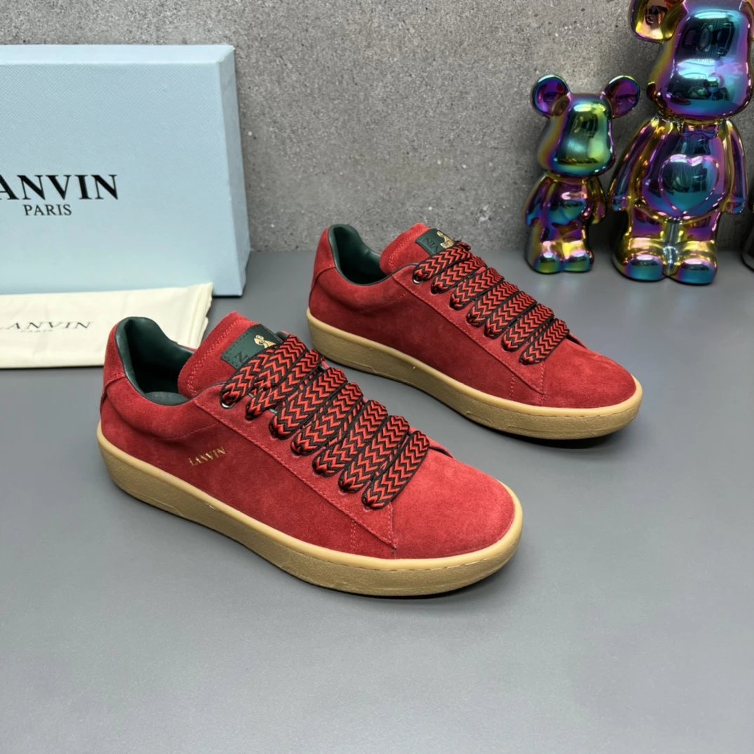 Lanvin Suede Sneakers Red - Gallery Image 3 - Detailed View