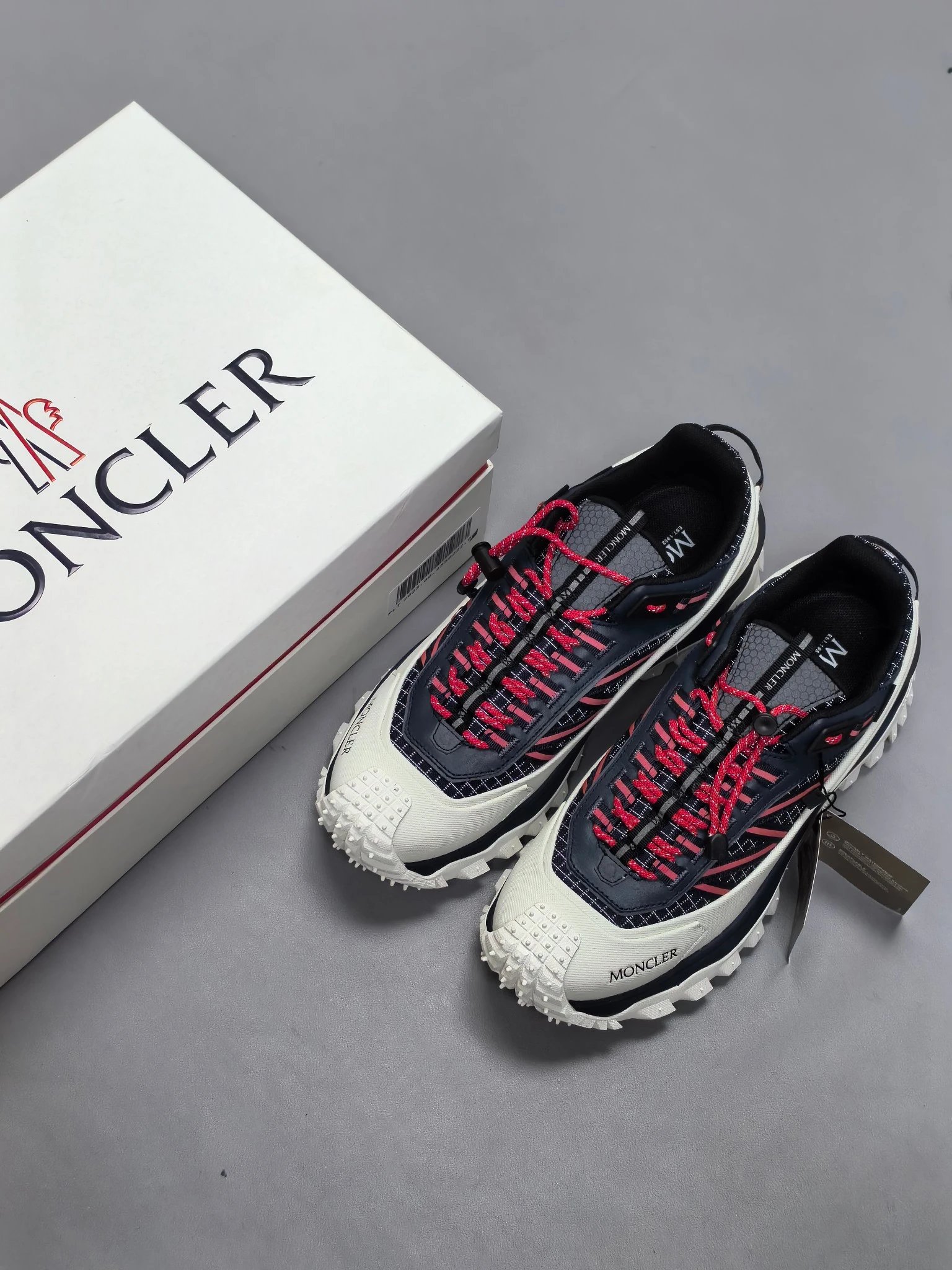 Moncler Trailgrip GTX Rubber White Black Sneakers Red Stripes - Gallery Image 9 - Detailed View