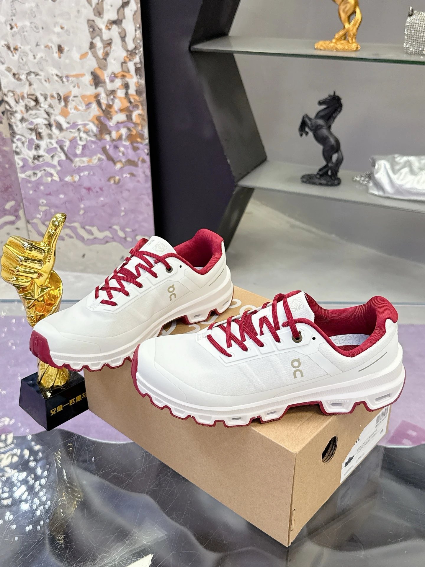 Loewe x On Running 3.0 Cloudtilt Sneakers White Red - Gallery Image 3 - Detailed View