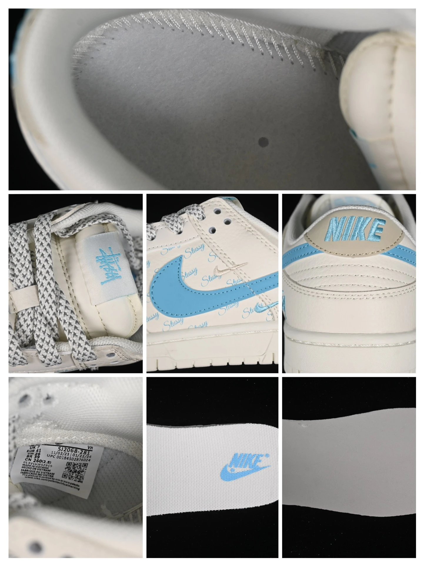 Casual Leather Sneakers Ivory Azure - Gallery Image 9 - Detailed View