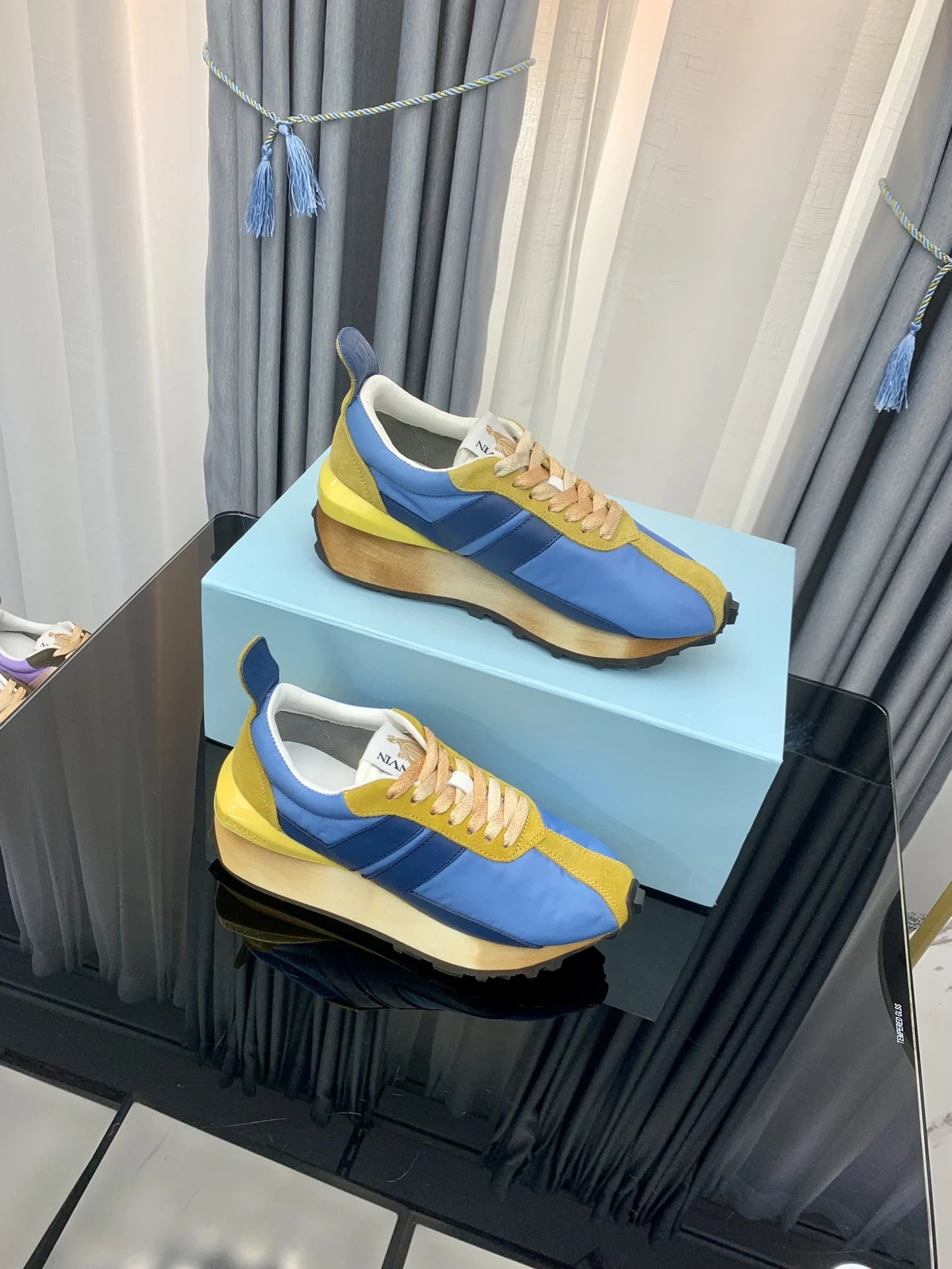 Lanvin Retro Sneakers Blue - Gallery Image 4 - Detailed View