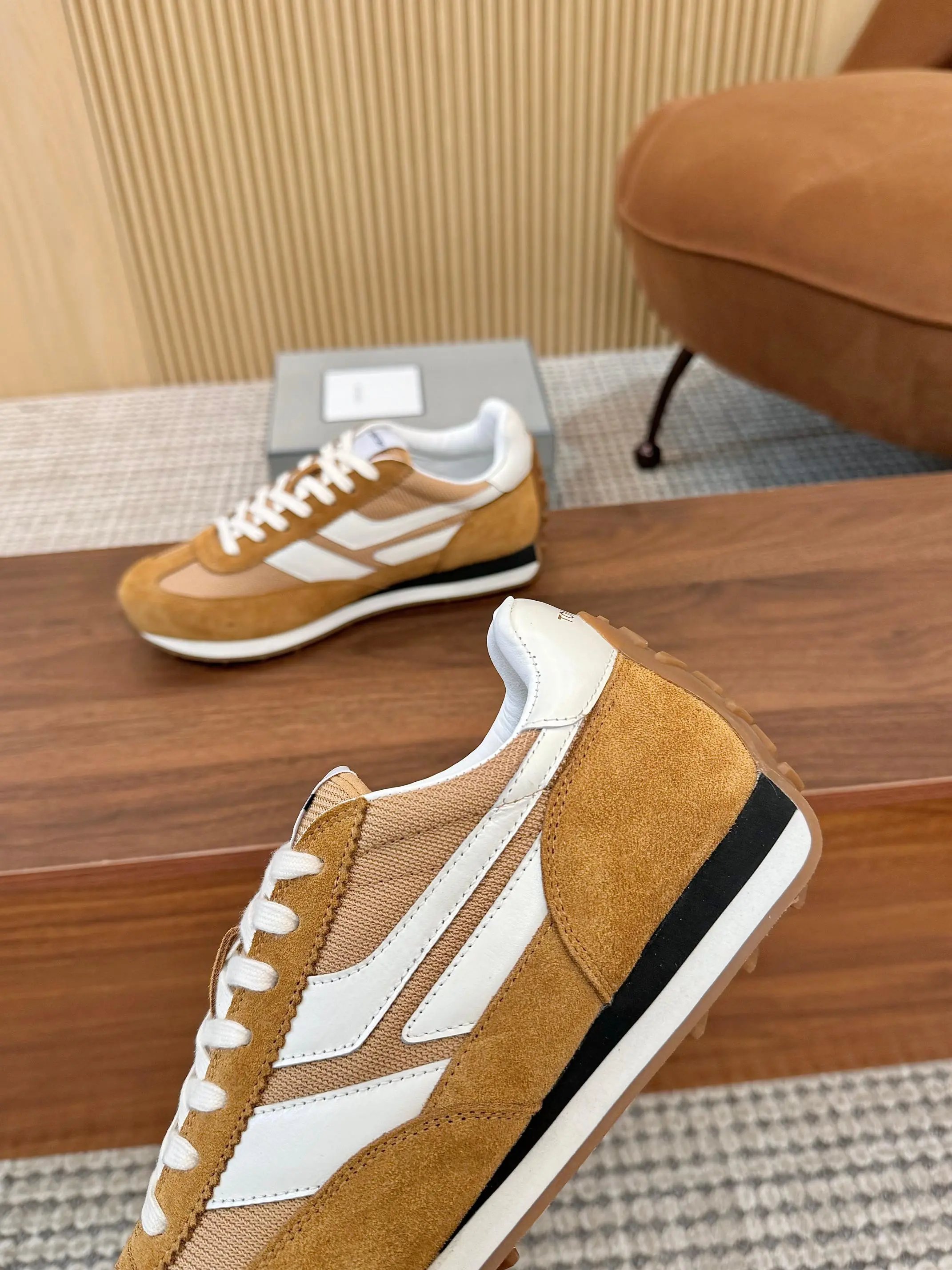 Retro Suede Mesh Sneakers Ochre - Gallery Image 4 - Detailed View