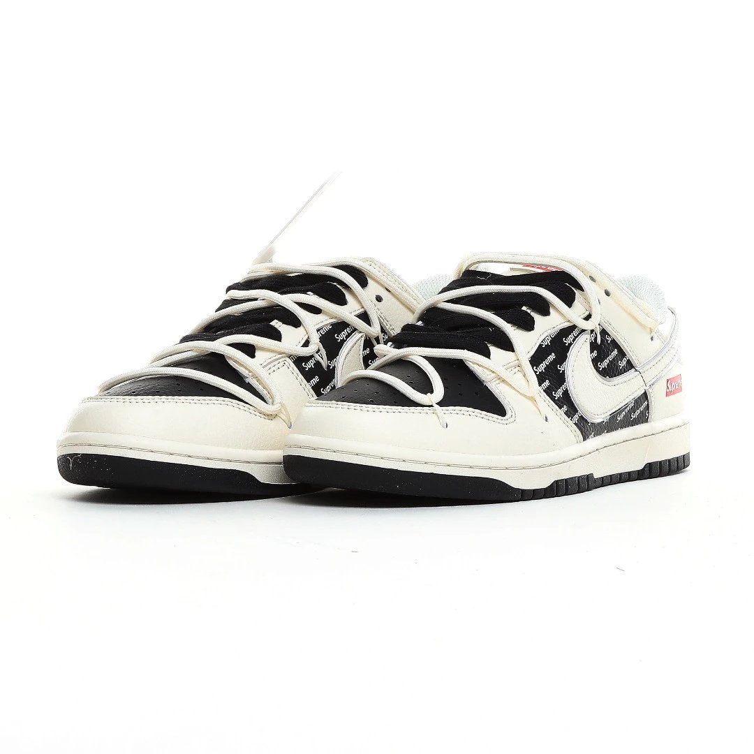 Leather Low-Top Sneakers Ebony Ivory - Gallery Image 2 - Detailed View