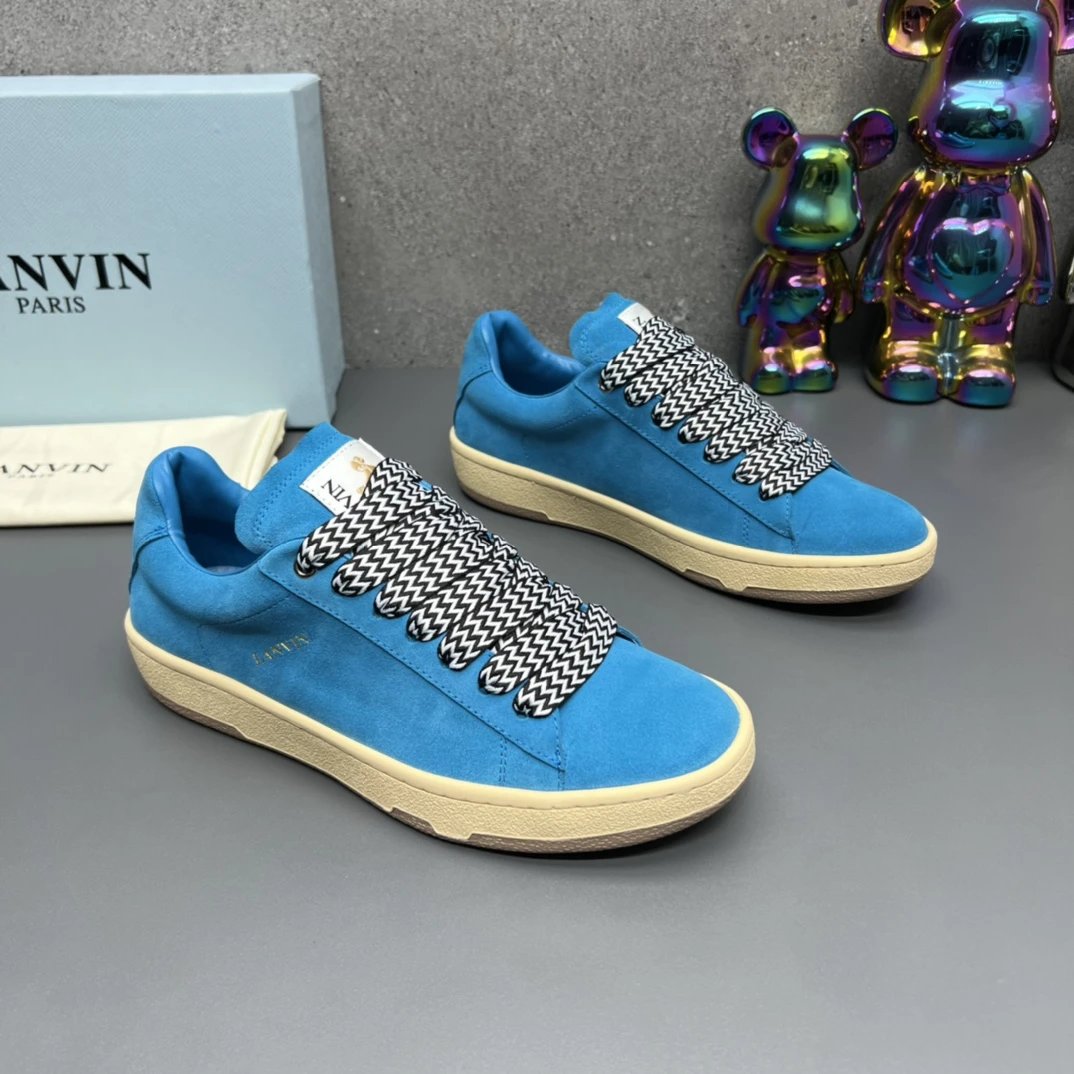 Lanvin Suede Sneakers Blue - Gallery Image 3 - Detailed View