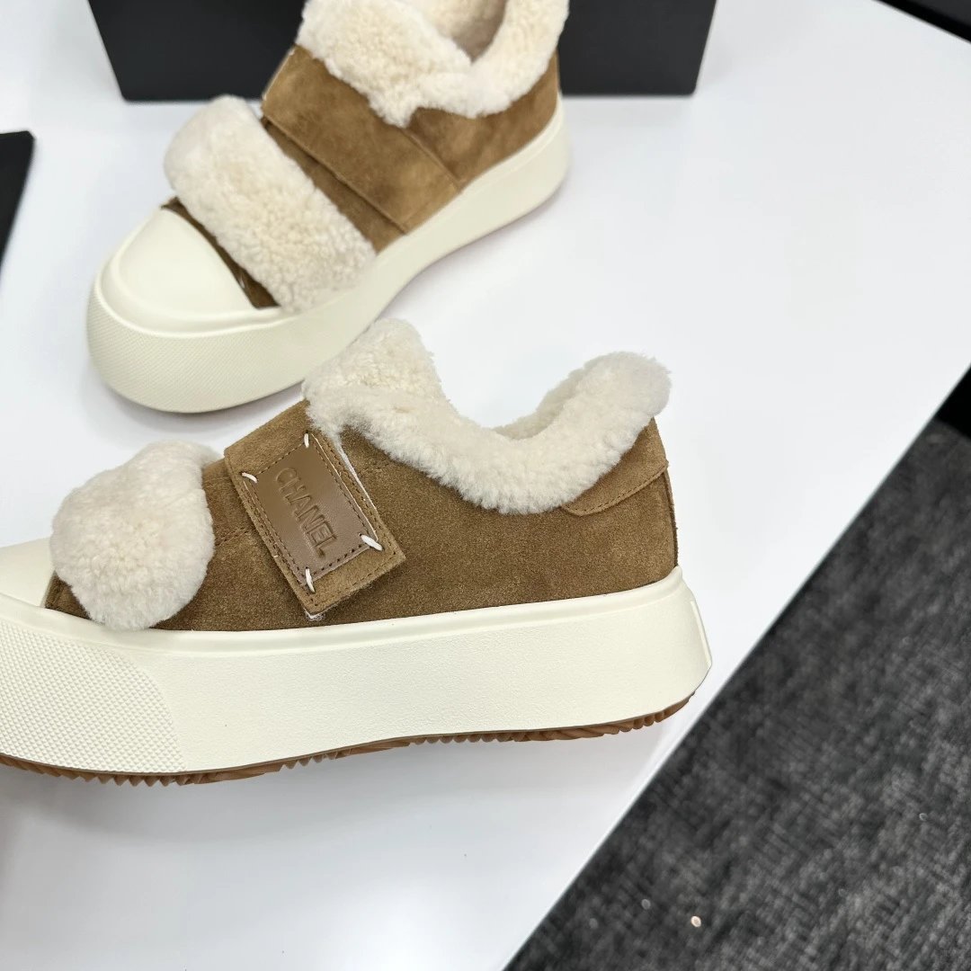 Chanel Shearling Panda Sneakers Brown - Gallery Image 6 - Detailed View