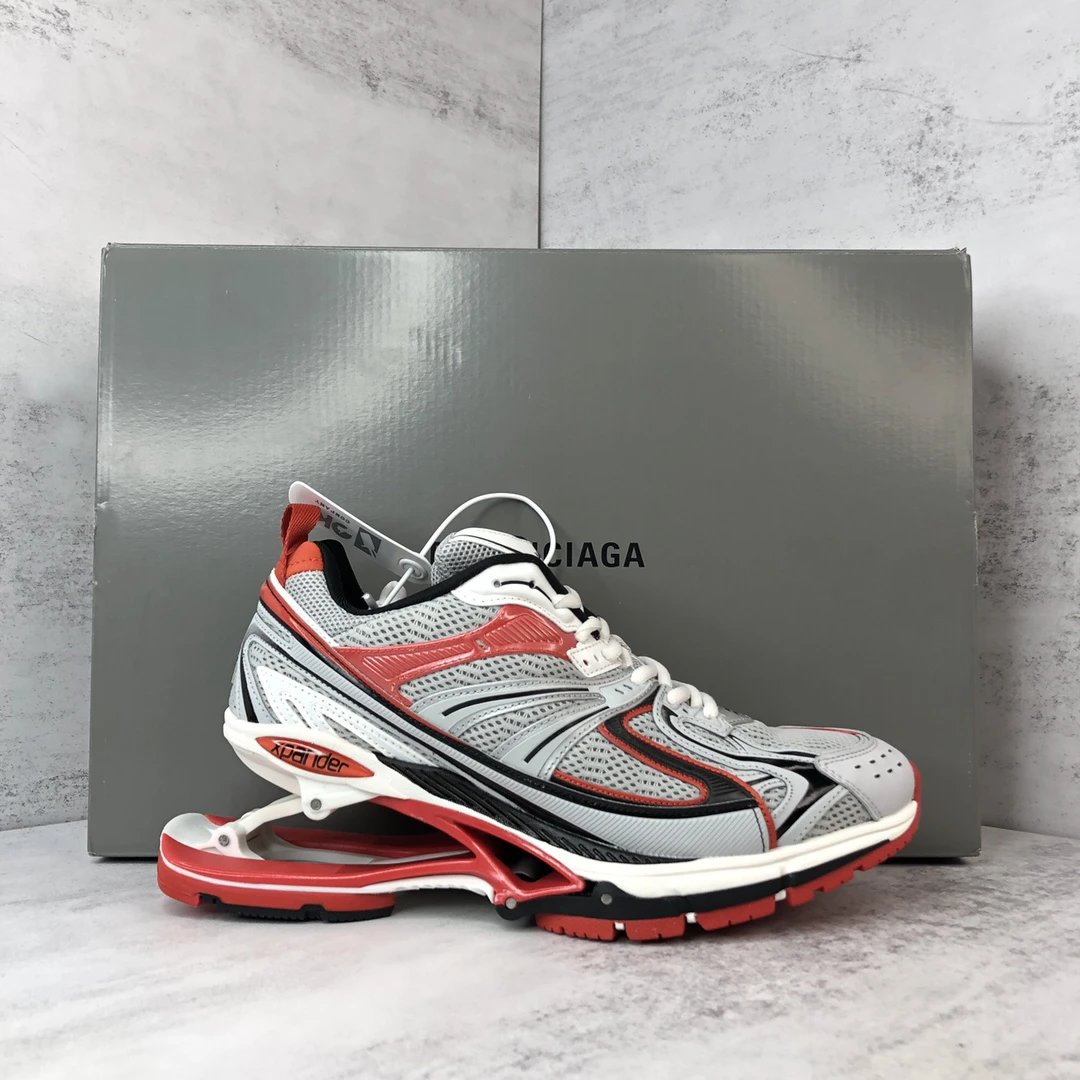 Mesh X-Pander Dad Sneakers with Spring Heel Silver Red - Gallery Image 1 - Detailed View