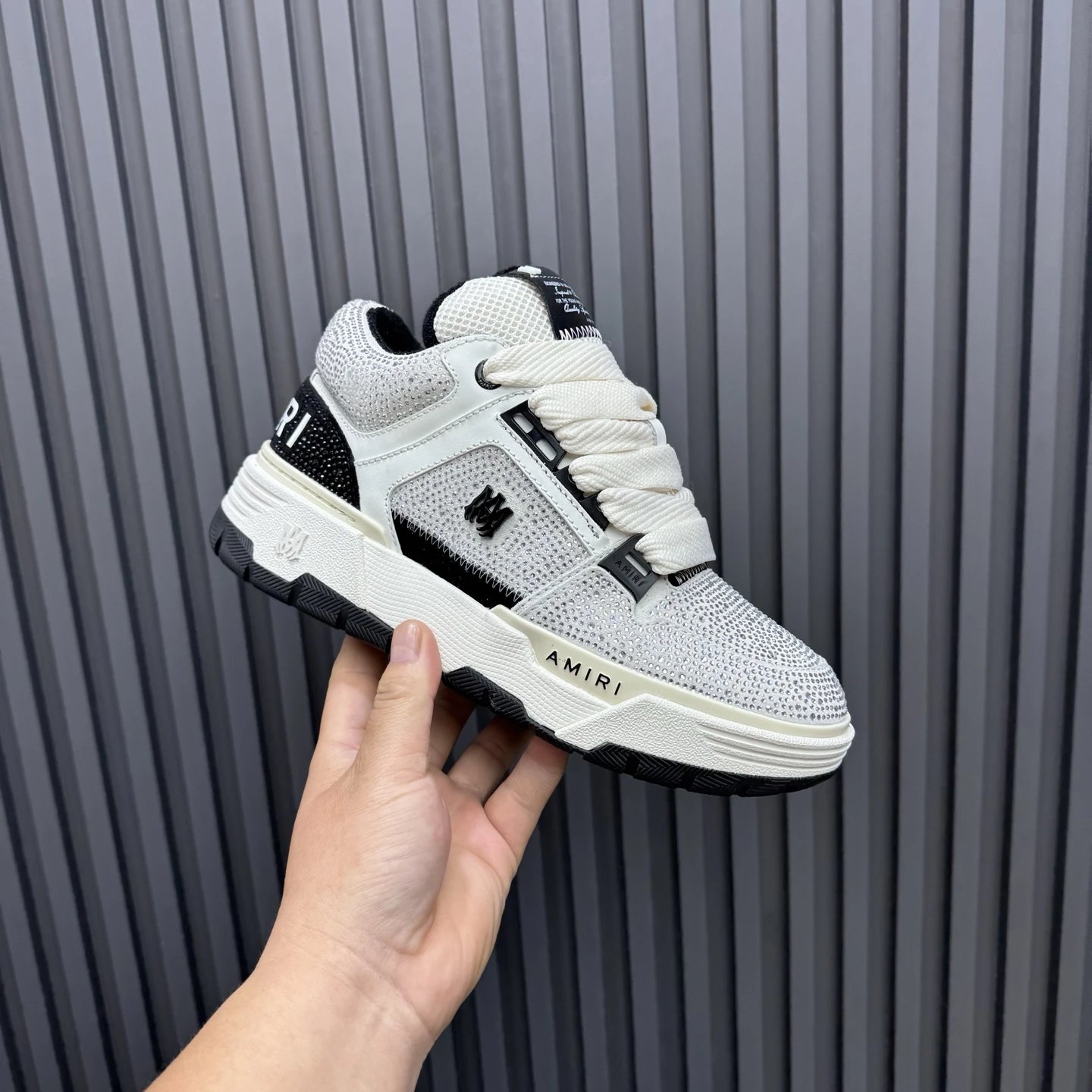 Luxury Low Top Leather Skate Shoes Cream Black - Gallery Image 3 - Detailed View