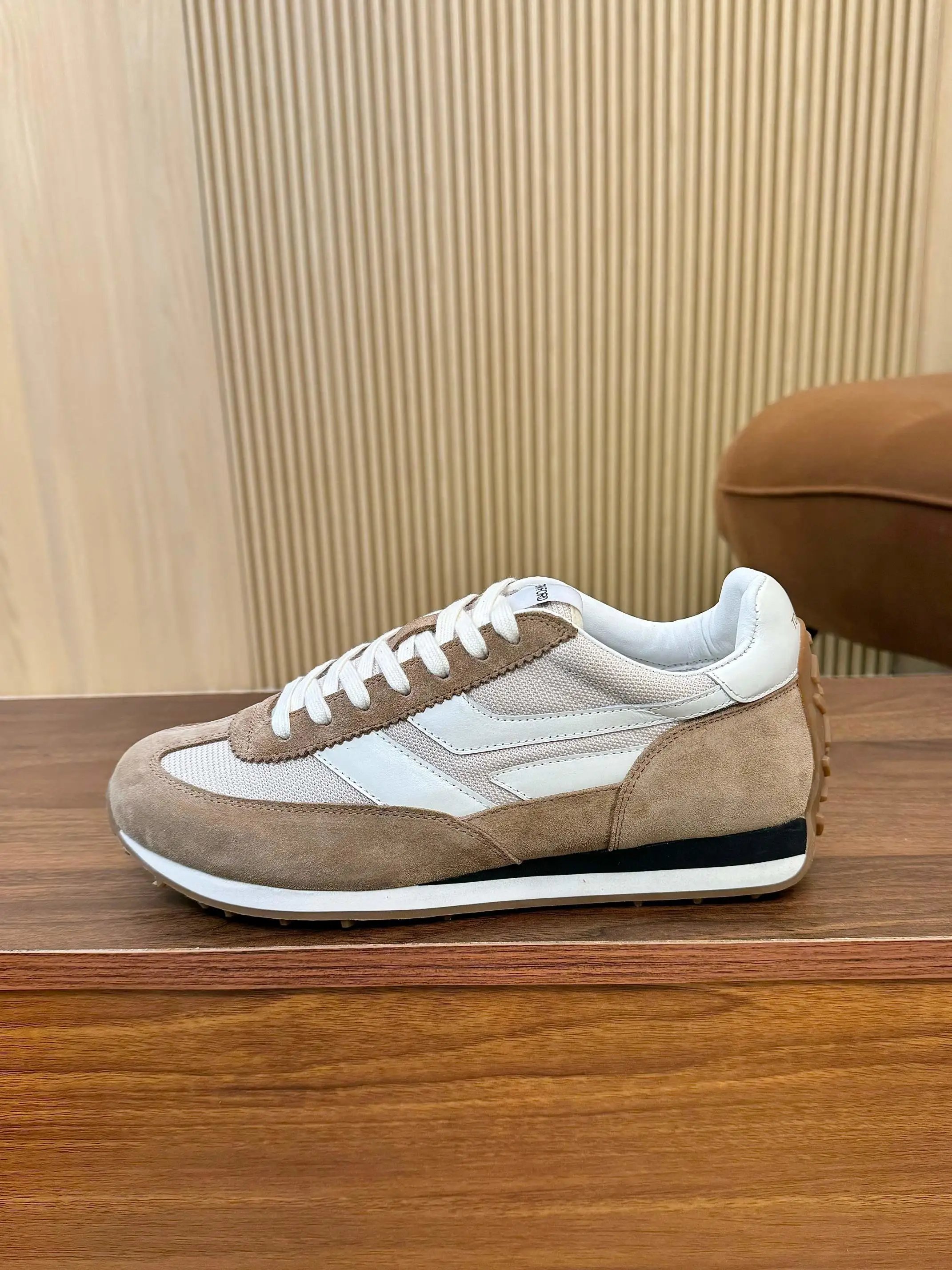 Vintage Suede Mesh Low Top Sneakers Sandstone - Gallery Image 1 - Detailed View