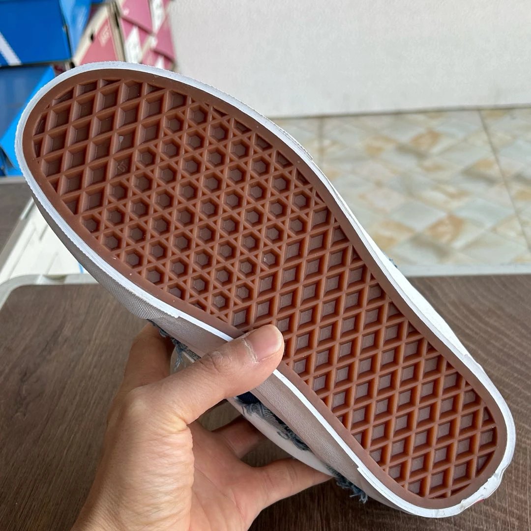 Plaid Denim Low Top Skate Shoes Indigo - Gallery Image 8 - Detailed View