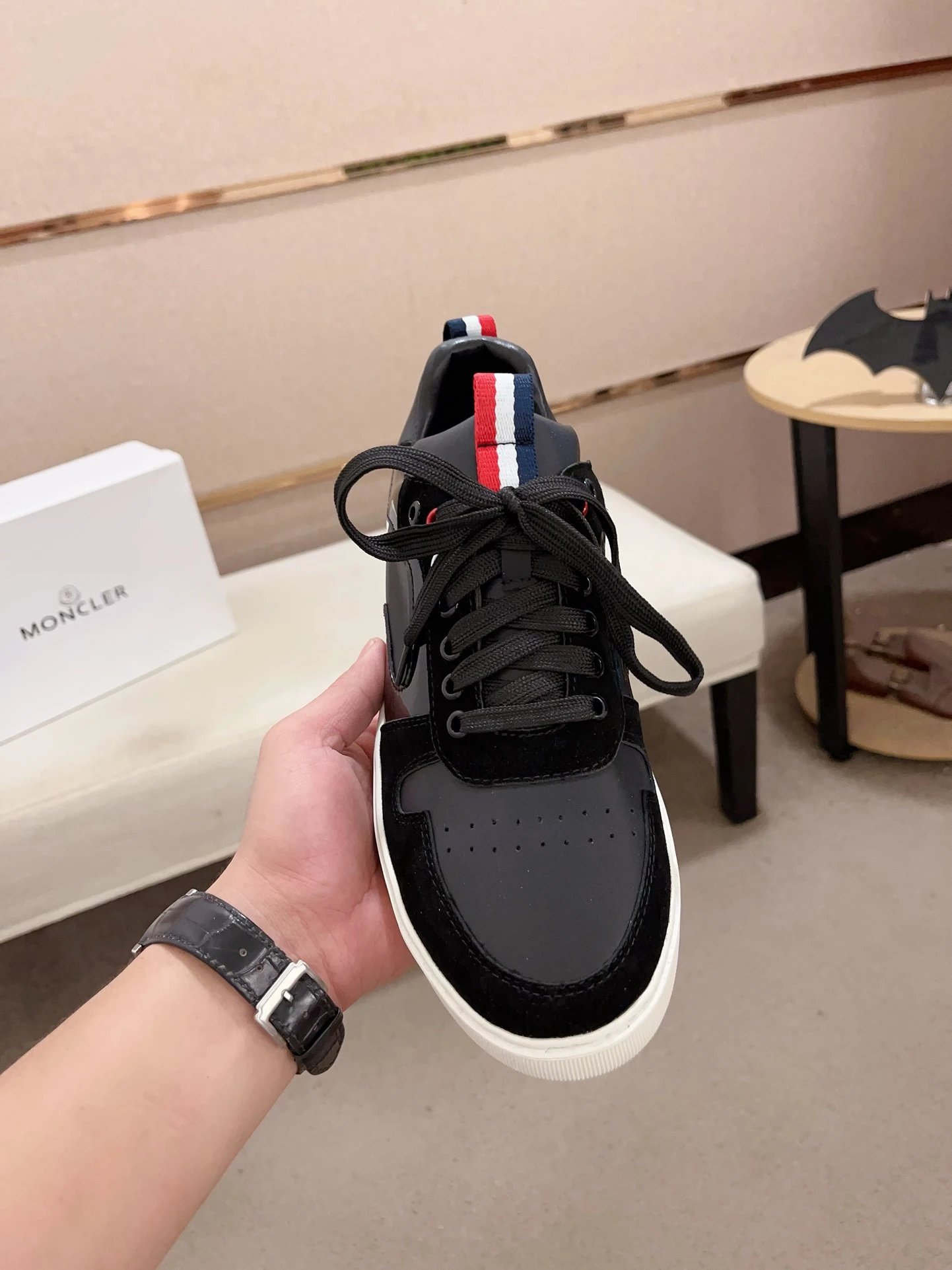 Moncler Lunarove Black Sneakers White sole - Gallery Image 2 - Detailed View