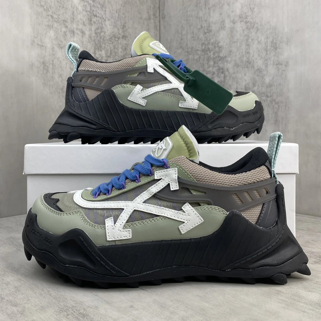 Trail Sneakers Leather Oxford Mesh EVA Sole Sage Green - Gallery Image 9 - Detailed View