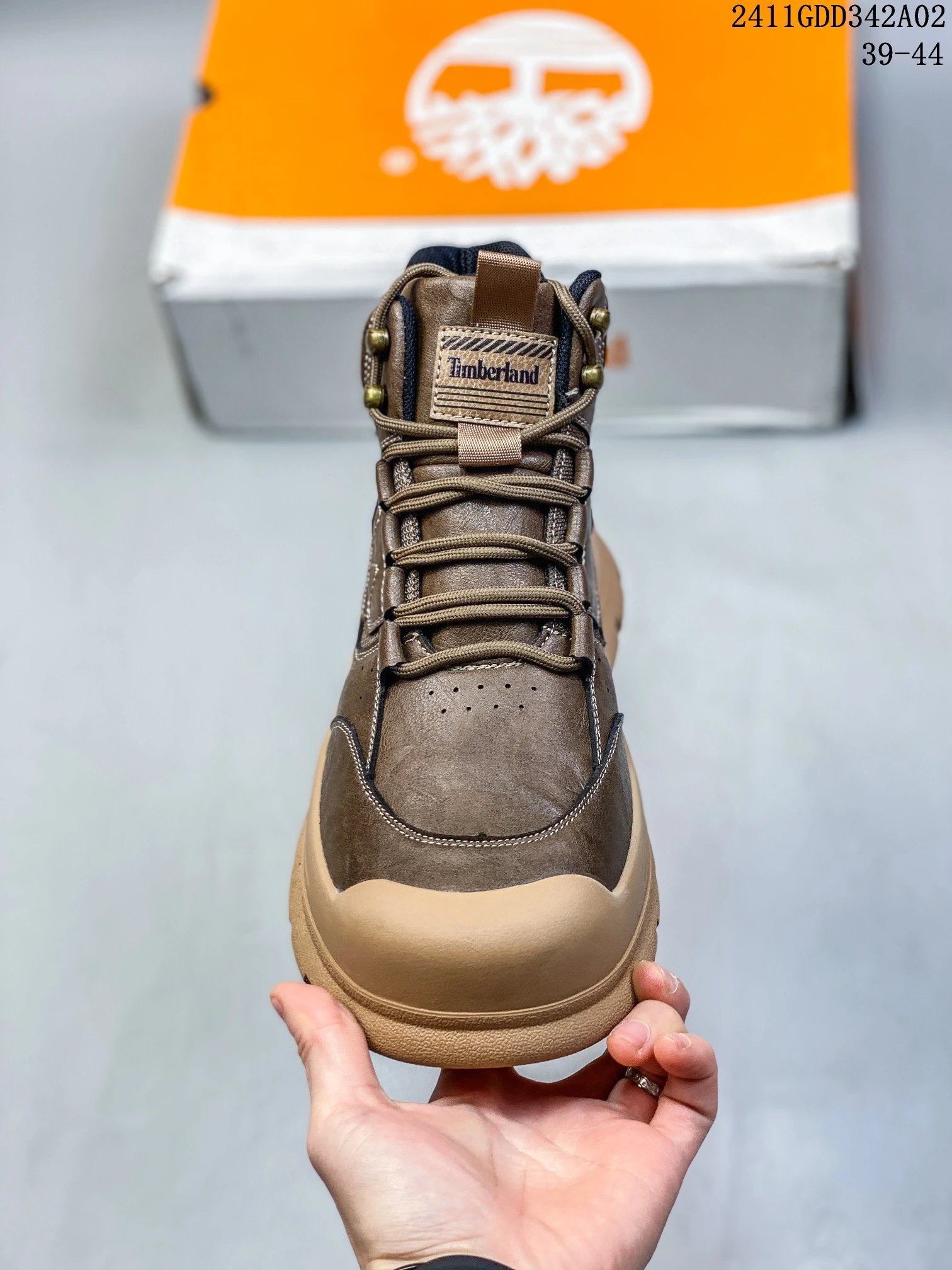 Premium Leather Boots in Taupe - Gallery Image 2 - Detailed View