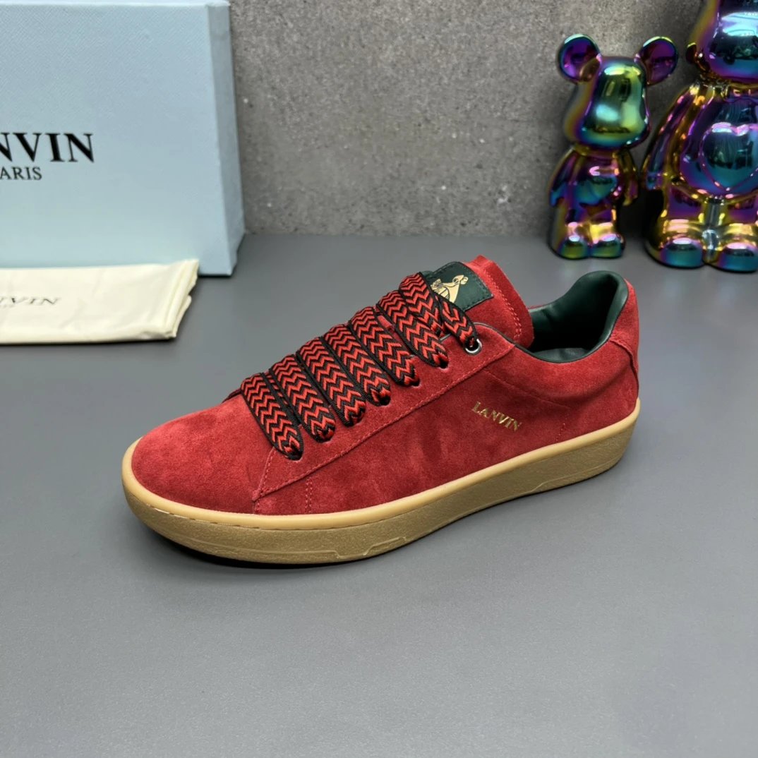 Lanvin Suede Sneakers Red - Gallery Image 6 - Detailed View