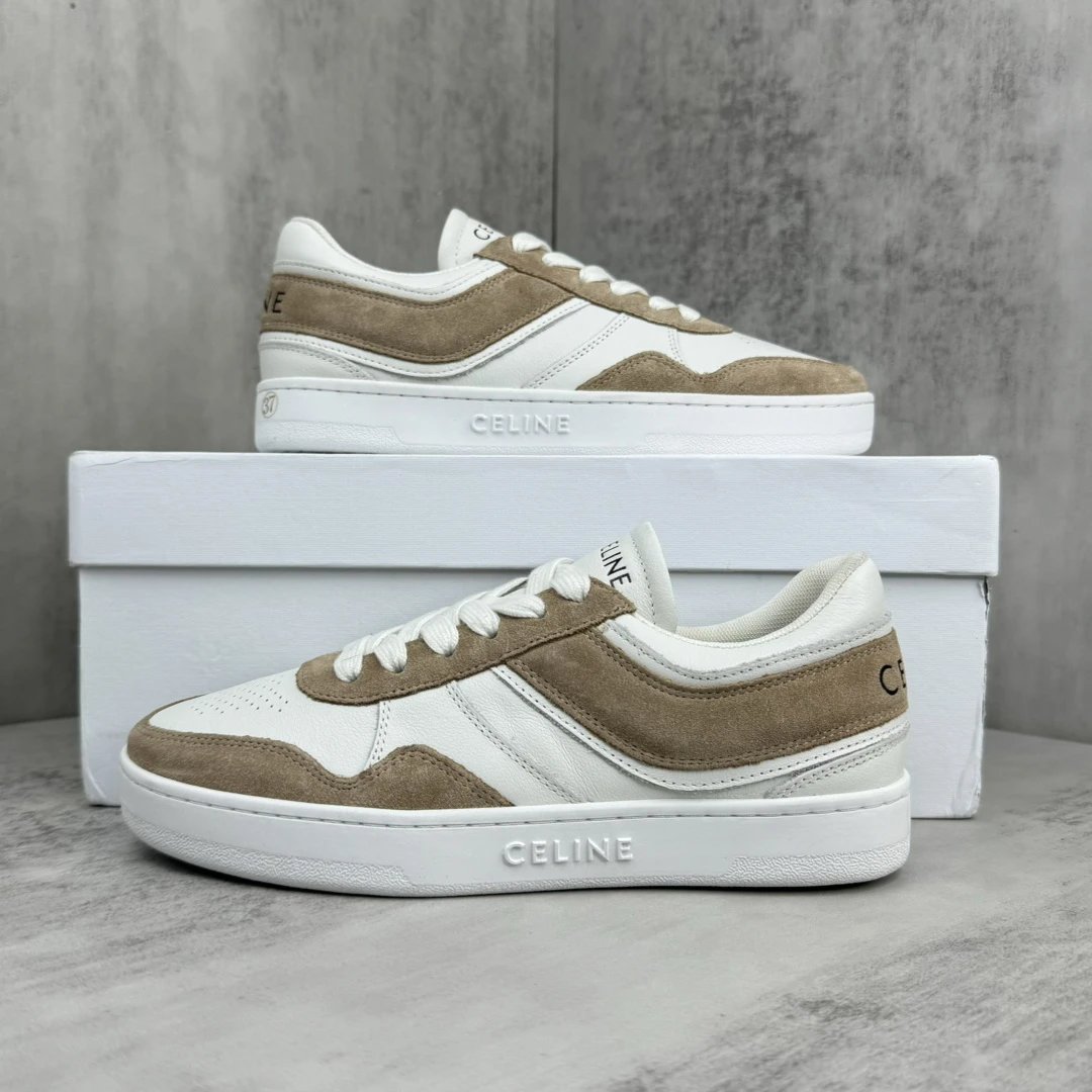 Unisex Trainer Skate Sneakers Leather Suede Ivory Beige - Gallery Image 9 - Detailed View