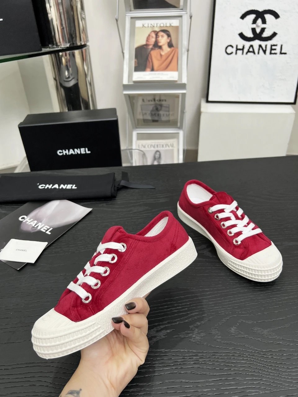 Chanel Vintage Red Sneakers - Gallery Image 5 - Detailed View