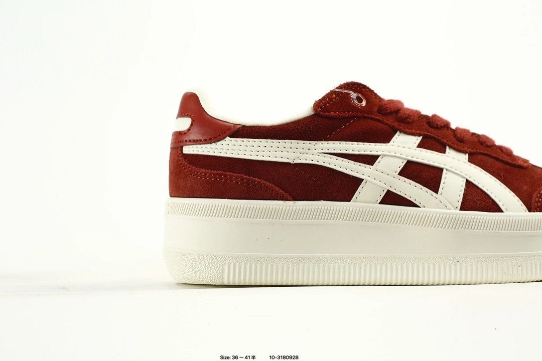 Retro Suede Low Top Indoor Sneakers T-Toe Garnet Red - Gallery Image 9 - Detailed View