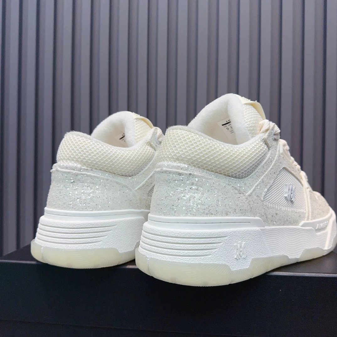 Sparkle Low Top Leather Sneakers Ivory Cream - Gallery Image 5 - Detailed View