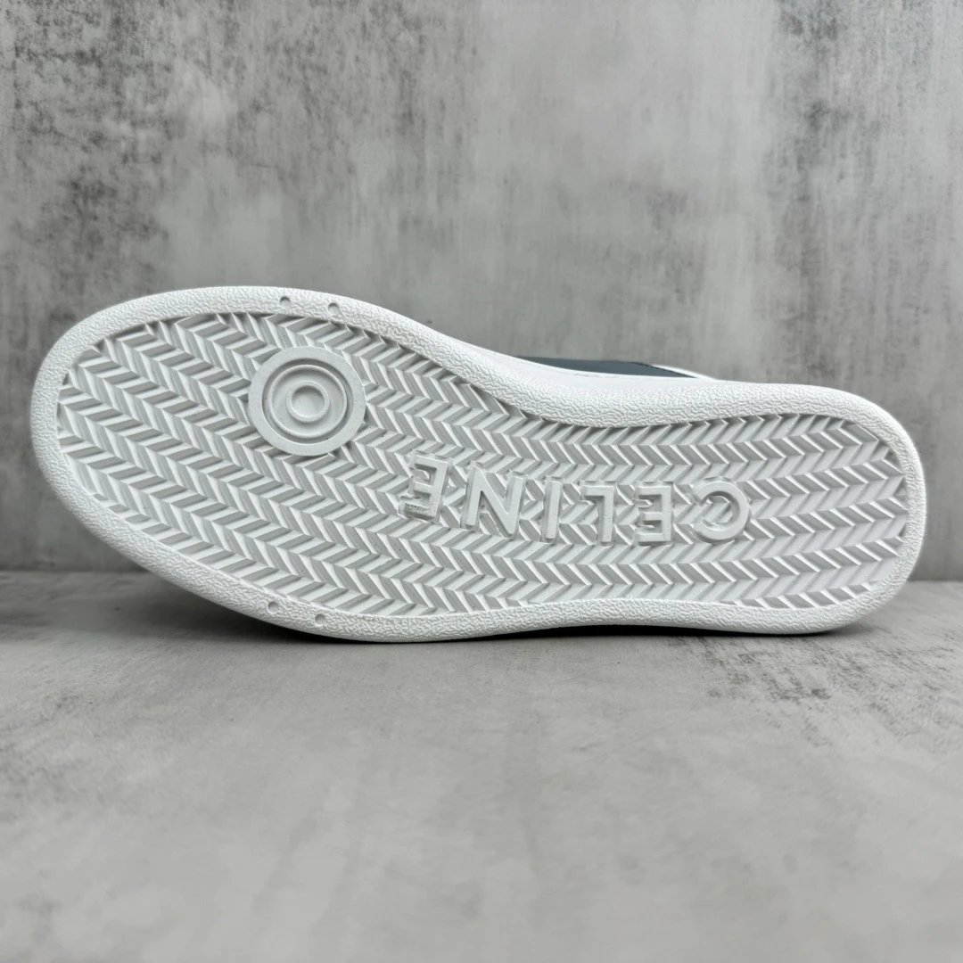 Low Top Leather Runner Sneakers with Arch Logo in Storm Gray - Gallery Image 8 - Detailed View