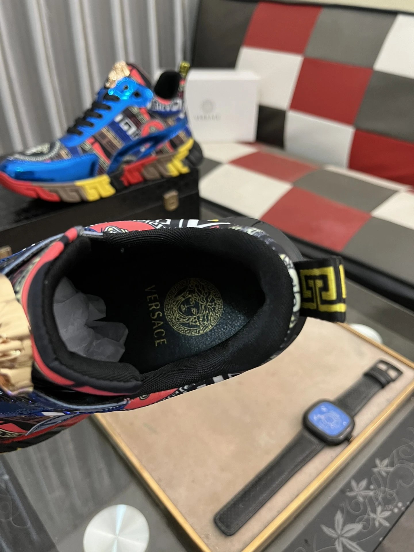 Luxury Leather Sneakers Multi-Color Blue - Gallery Image 8 - Detailed View