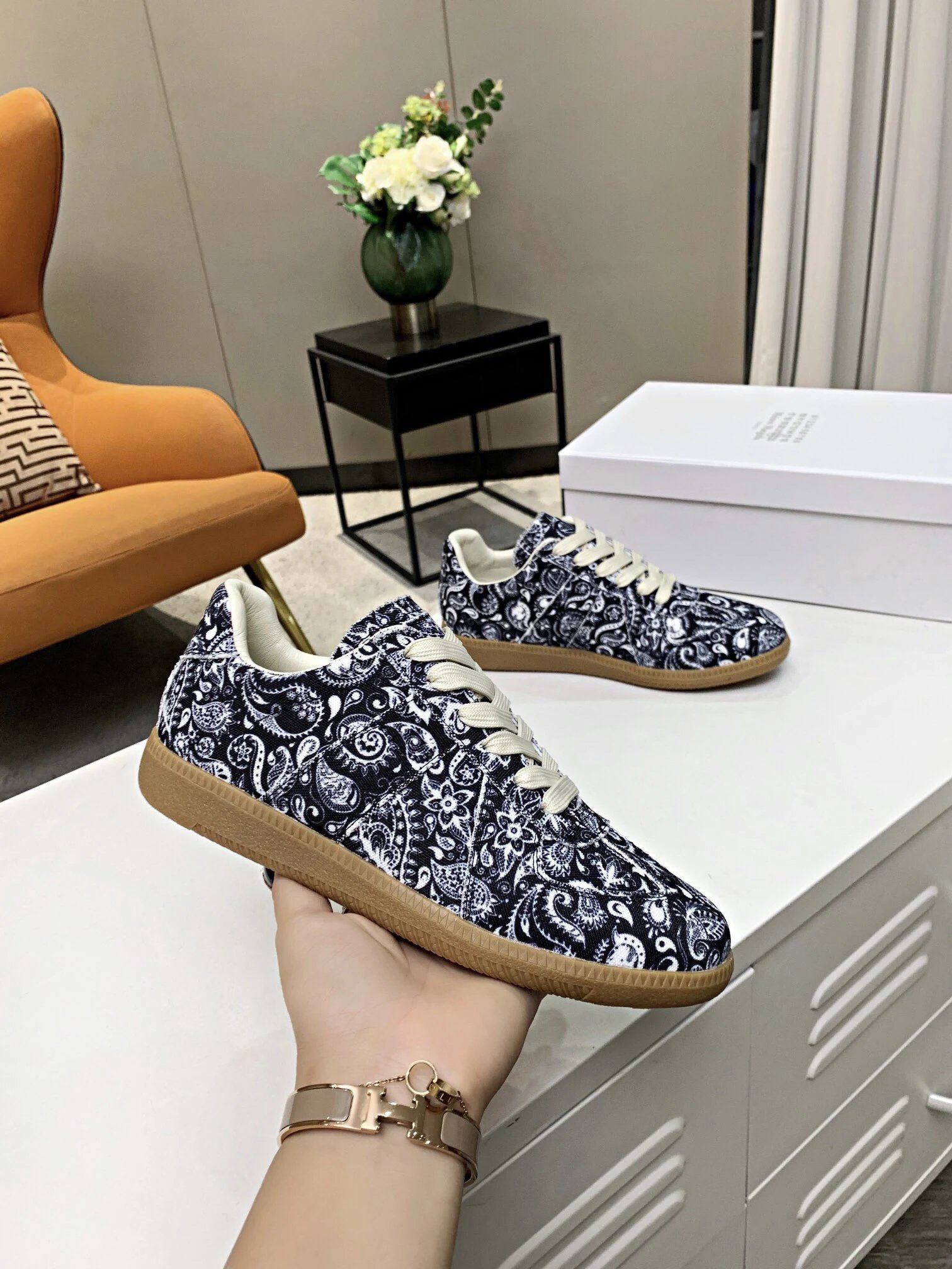 Maison Margiela MM6 Paisley Trainers Blue - Gallery Image 7 - Detailed View