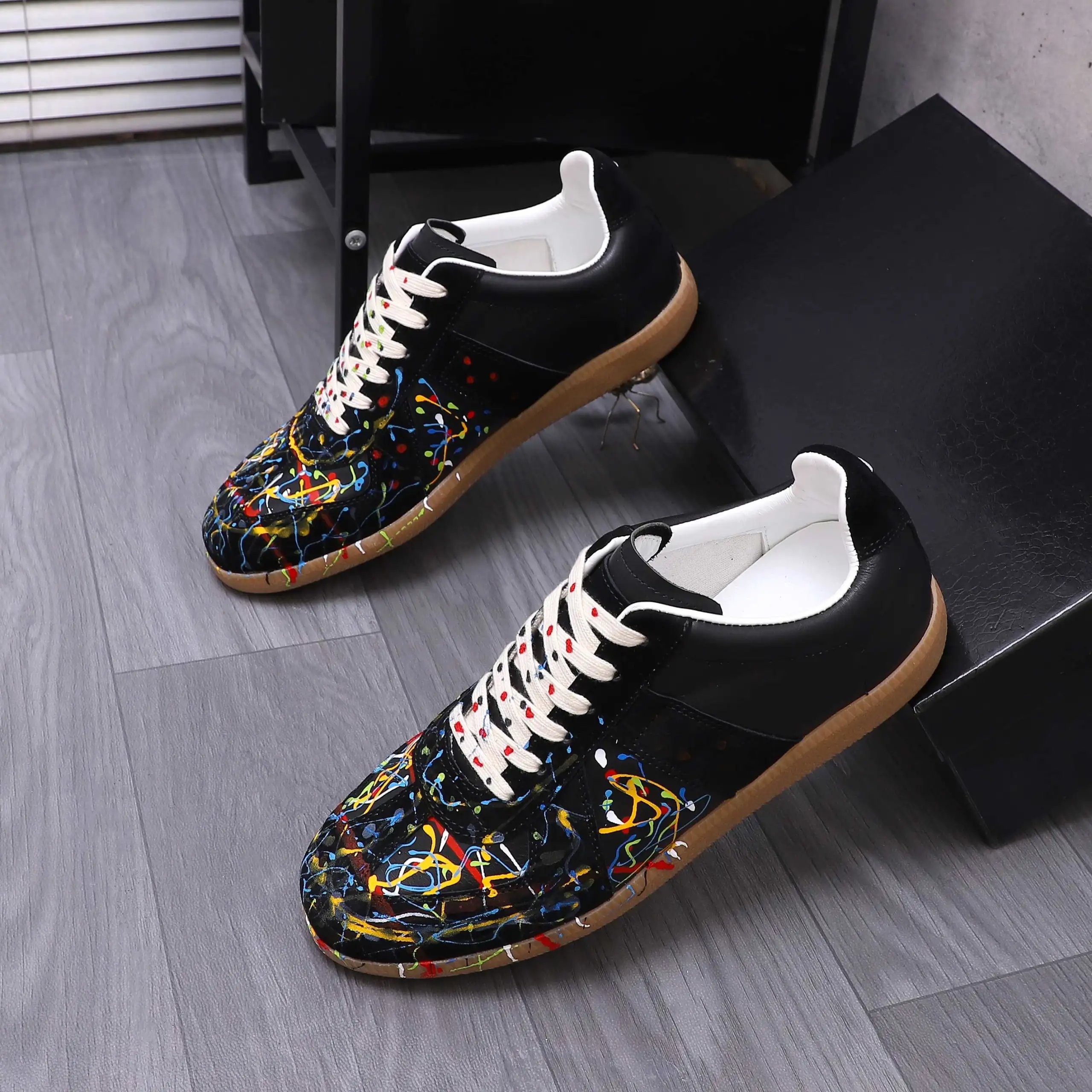 Maison Margiela Colorful Splash Sneakers Black - Gallery Image 3 - Detailed View