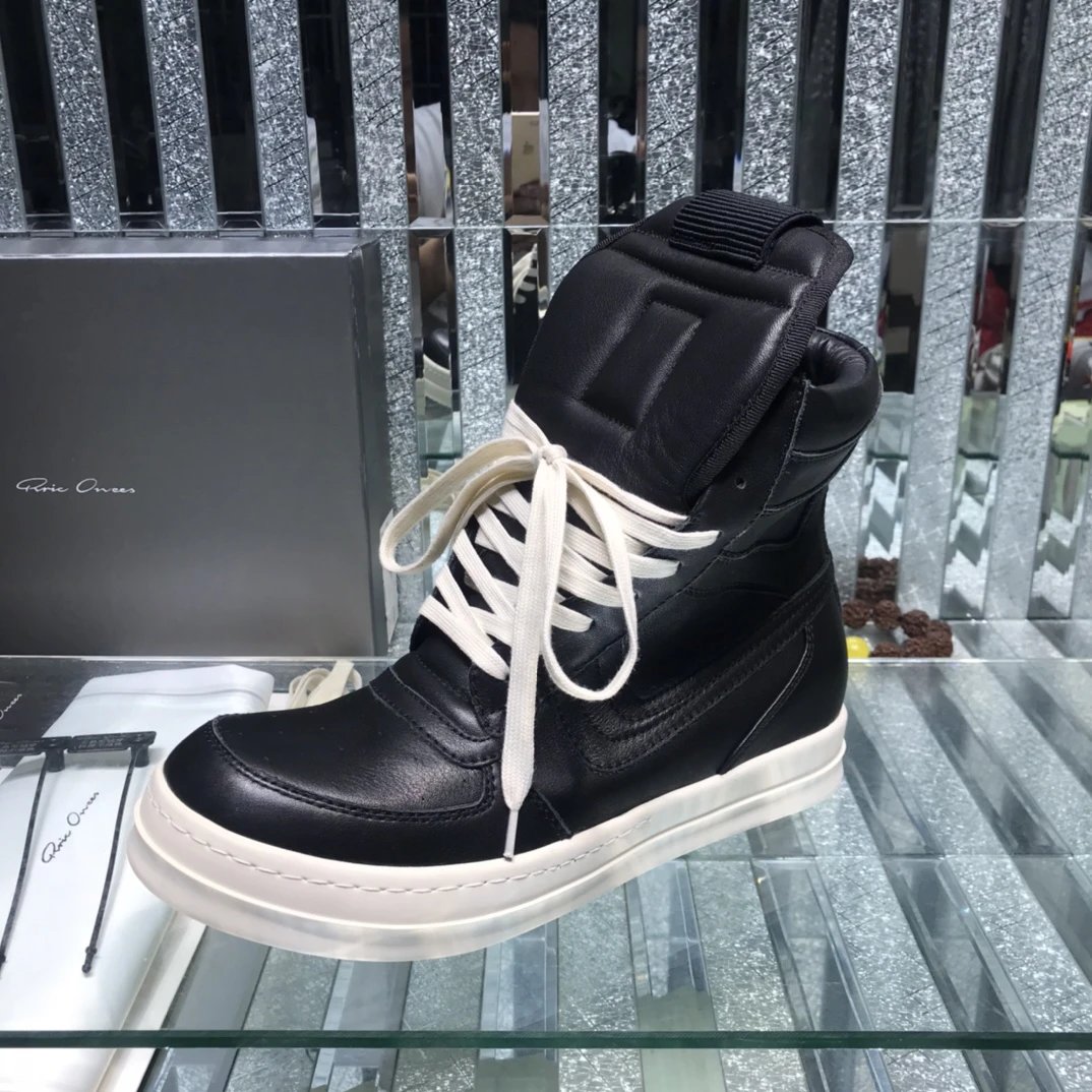 Rick Owens Geobasket Triangular High-Top Sneakers Black  - Gallery Image 6 - Detailed View