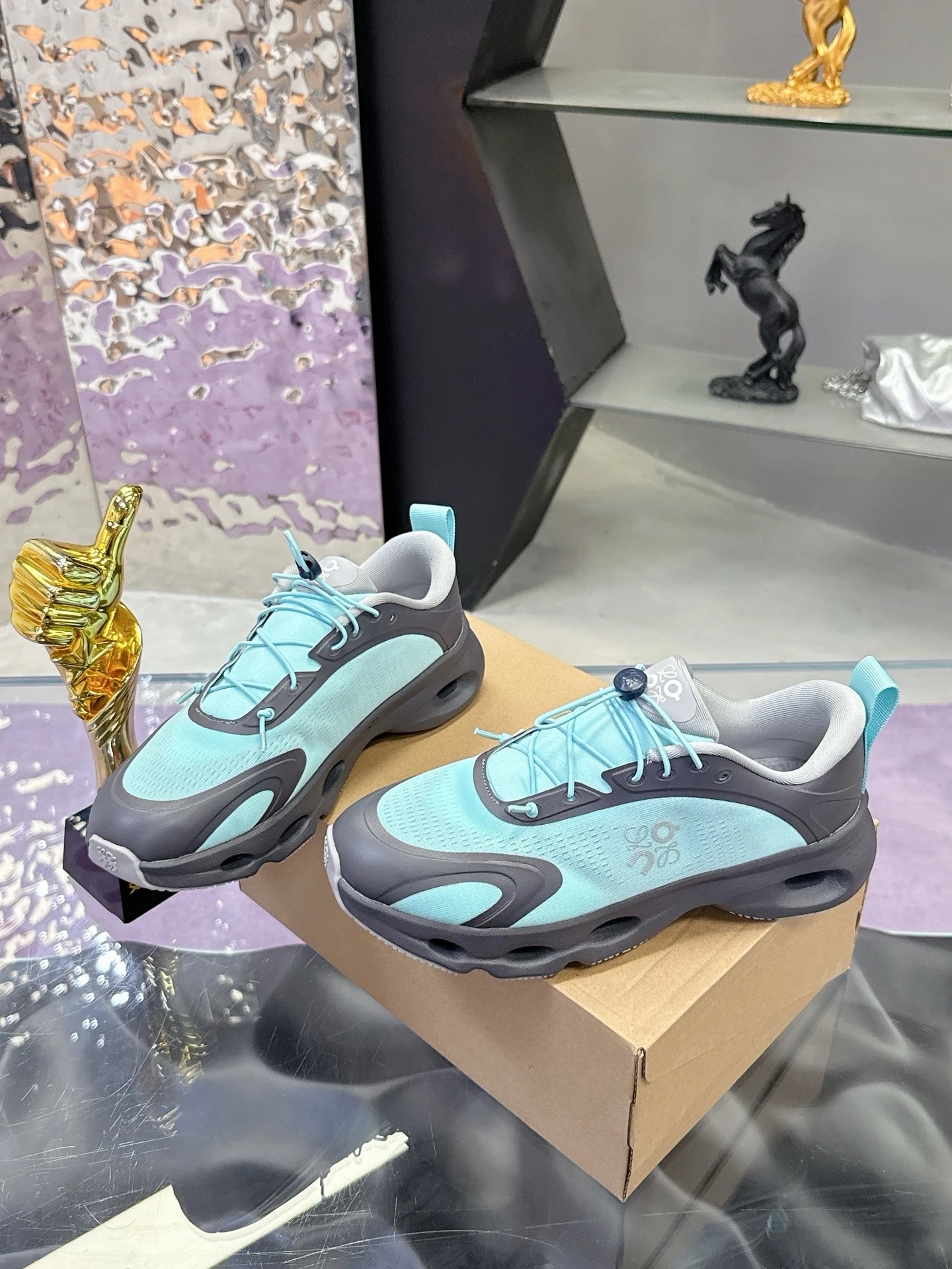 Loewe x On 3.0 Cloudventure Sneakers Blue Gray - Gallery Image 4 - Detailed View