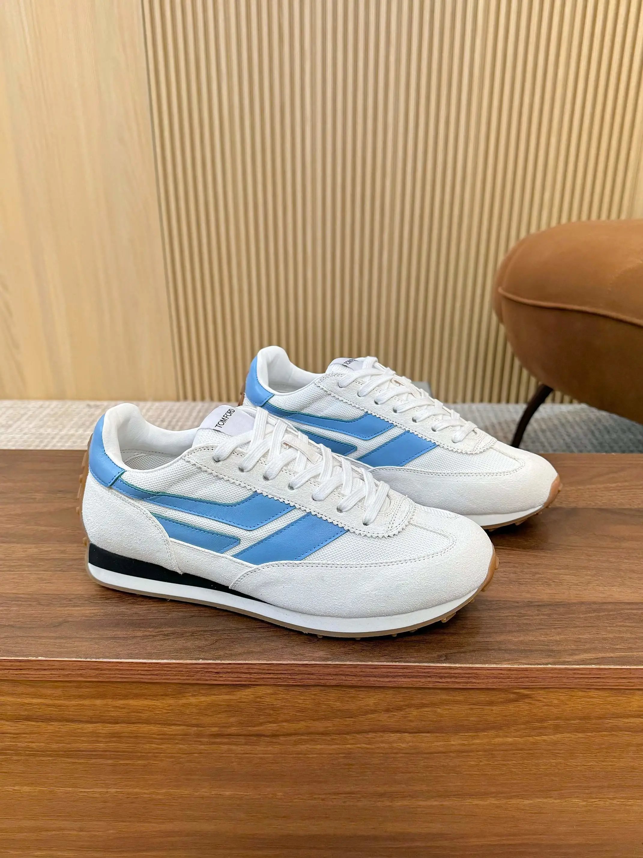 Retro Suede Mesh Sneakers Powder Blue - Gallery Image 2 - Detailed View