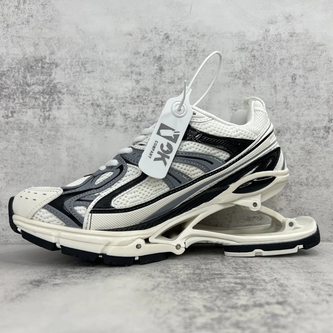 Retro Mesh Nylon X-Pander Sneakers with Spring Heel Ivory Black - Gallery Image 5 - Detailed View