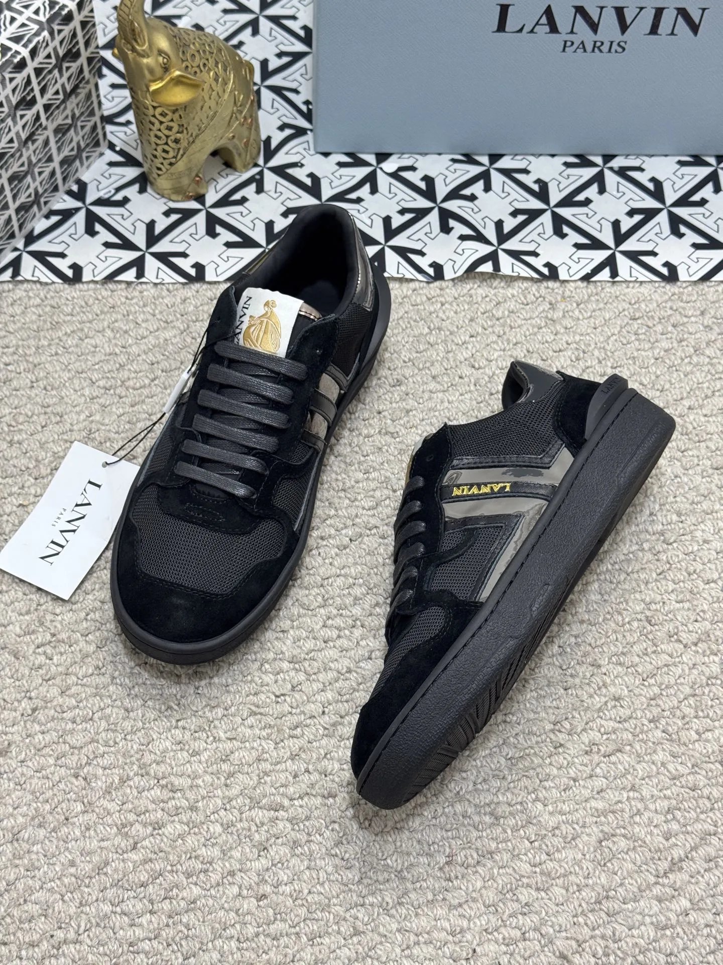 Lanvin Bumper Sneakers Black Silver - Gallery Image 6 - Detailed View