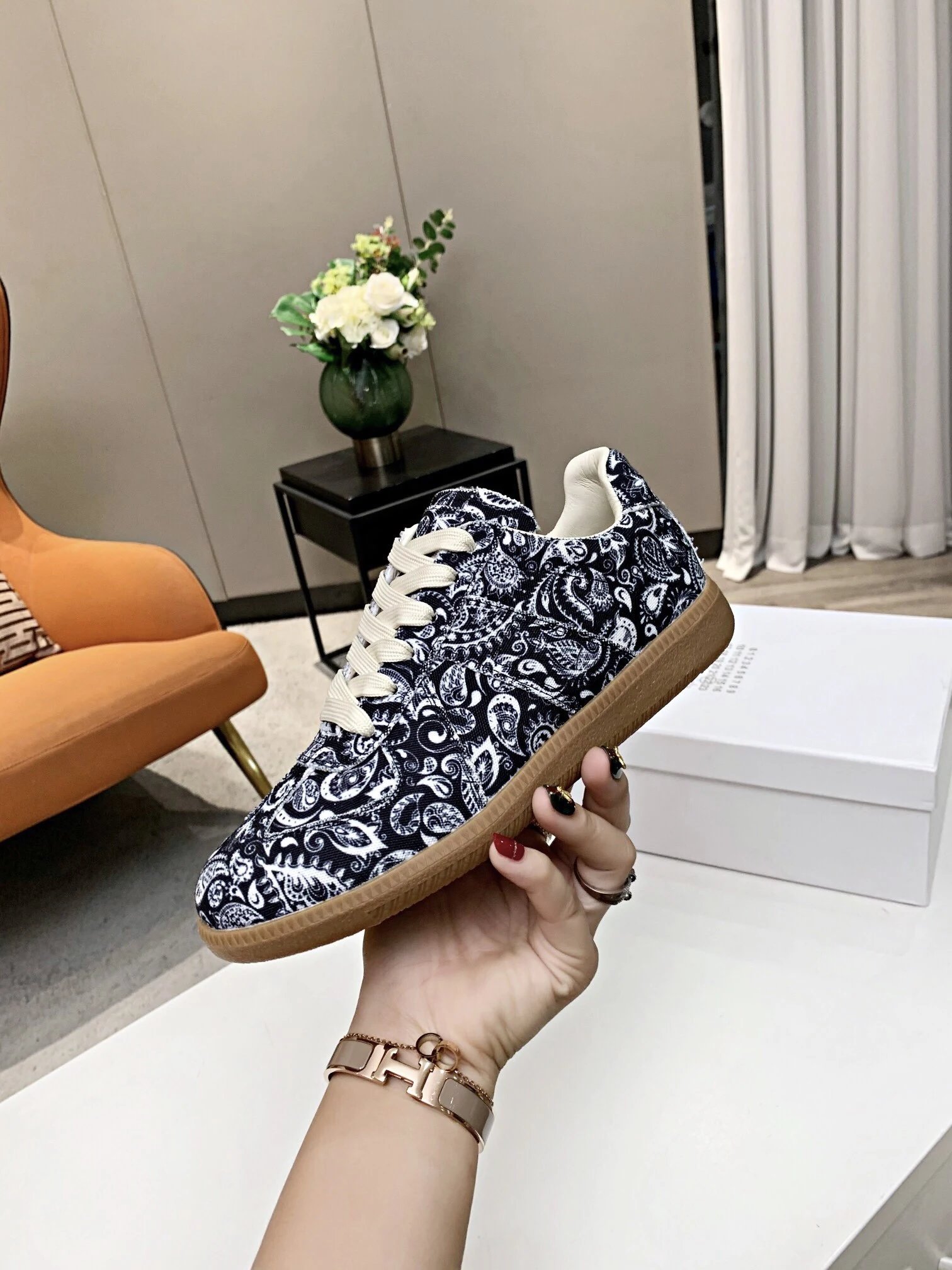 Maison Margiela MM6 Paisley Trainers Blue - Gallery Image 3 - Detailed View