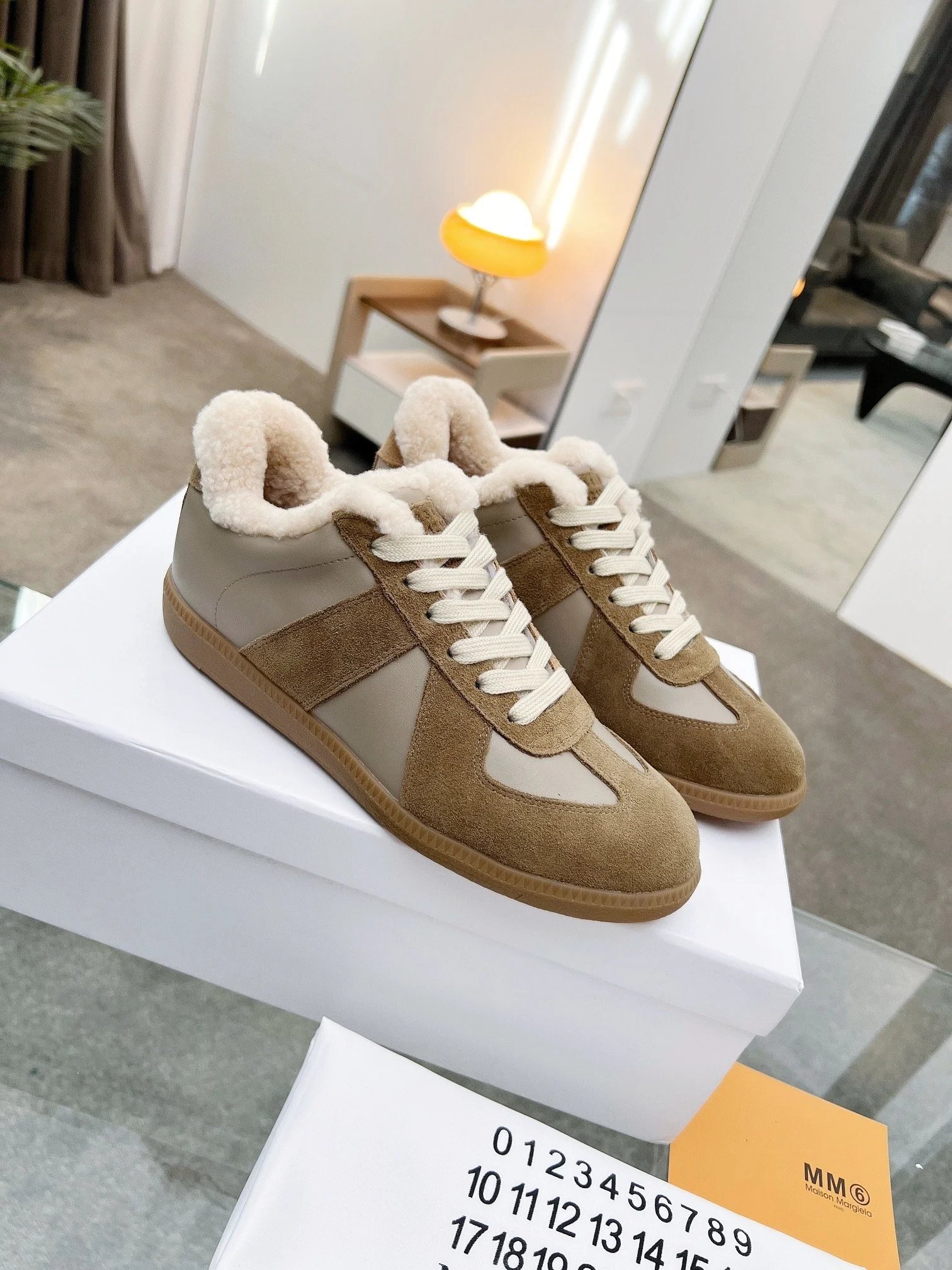Maison Margiela MM6 Shearling Sneakers Brown - High Quality Product Image - Cnfans