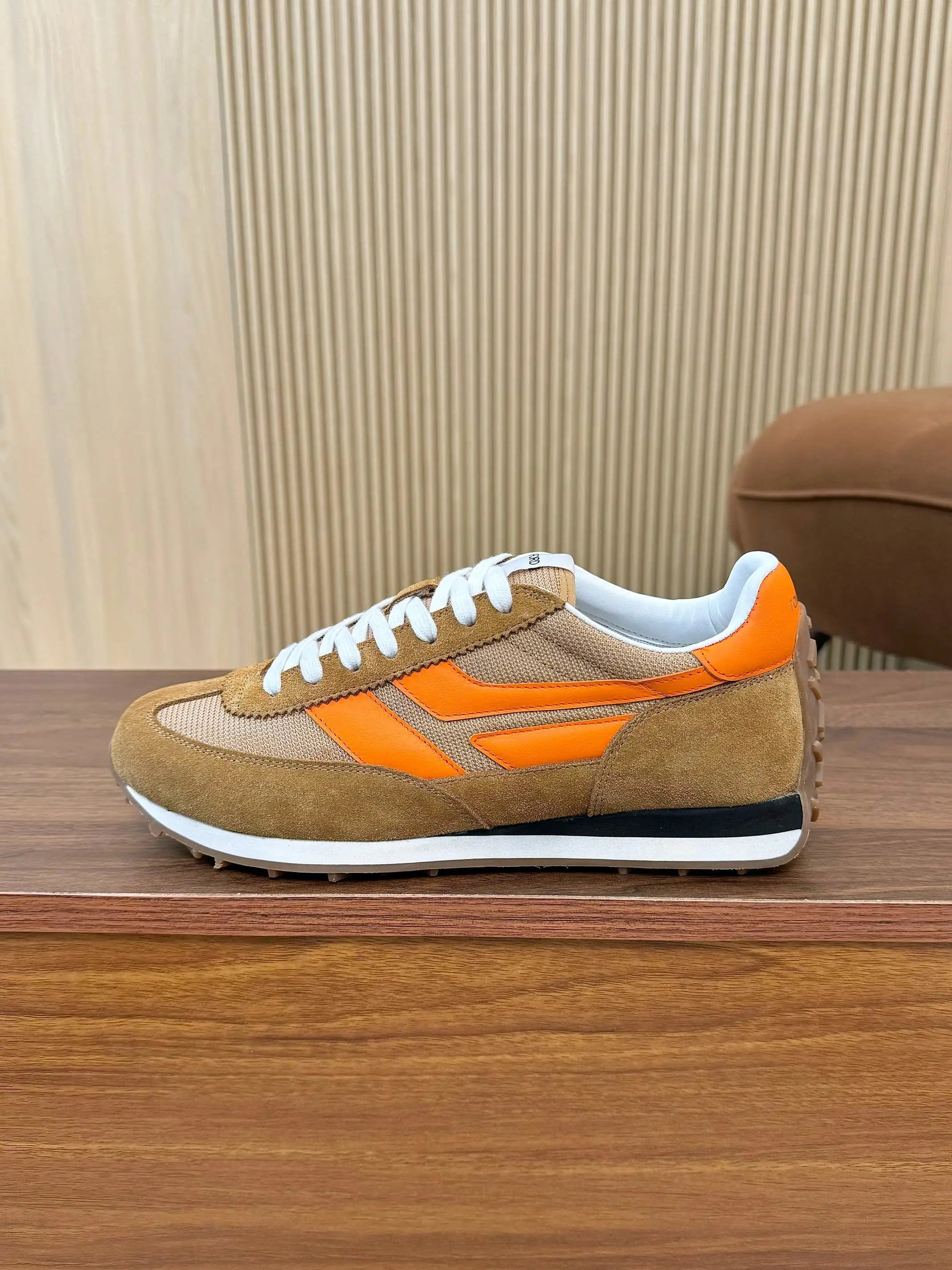 Retro Suede Mesh Sneakers Amber Orange - Gallery Image 1 - Detailed View