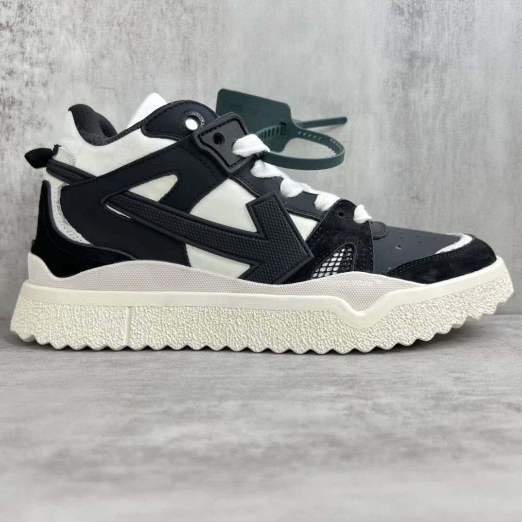 Low Top Leather Mesh Sneakers Retro Black Ivory - Gallery Image 6 - Detailed View