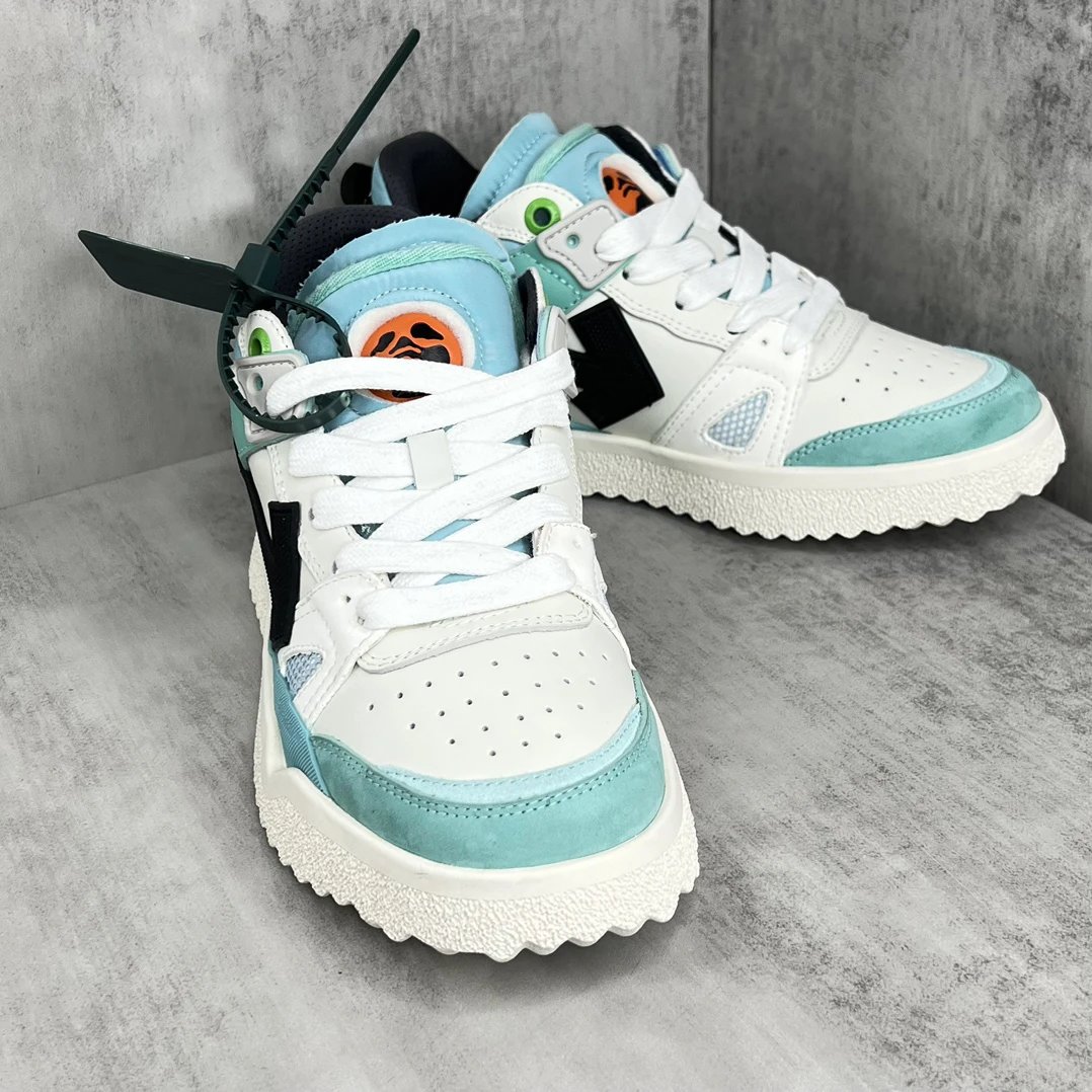 Retro Arrow Leather Mesh Sneakers Seafoam Green - Gallery Image 2 - Detailed View
