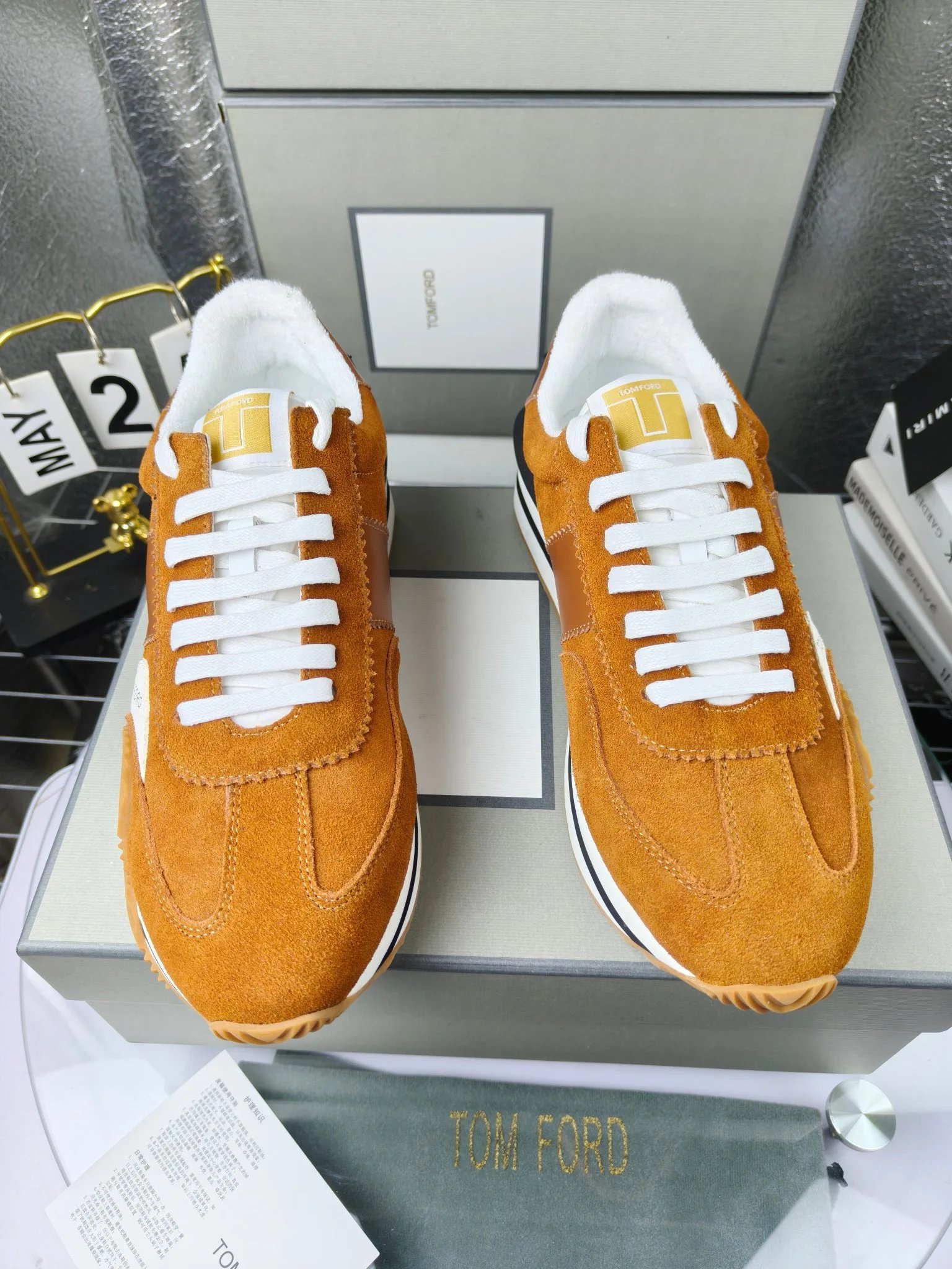 Retro Suede Platform Sneakers Amber Brown - Gallery Image 2 - Detailed View