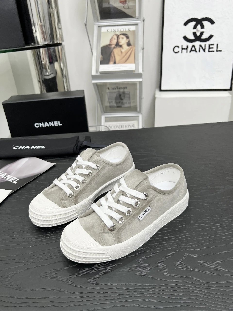 Chanel Vintage Sneakers Gray - Gallery Image 4 - Detailed View