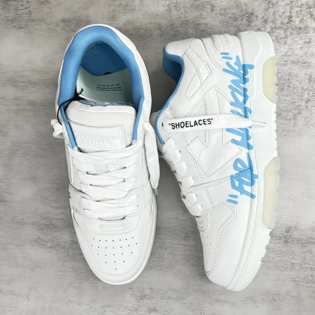 Off-White Low Top White Blue Sneakers - Gallery Image 3 - Detailed View