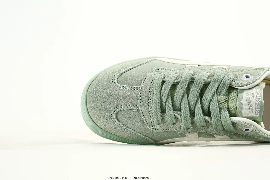 Retro Suede Low Top Sneakers with T-Toe Sage Green - Gallery Image 5 - Detailed View