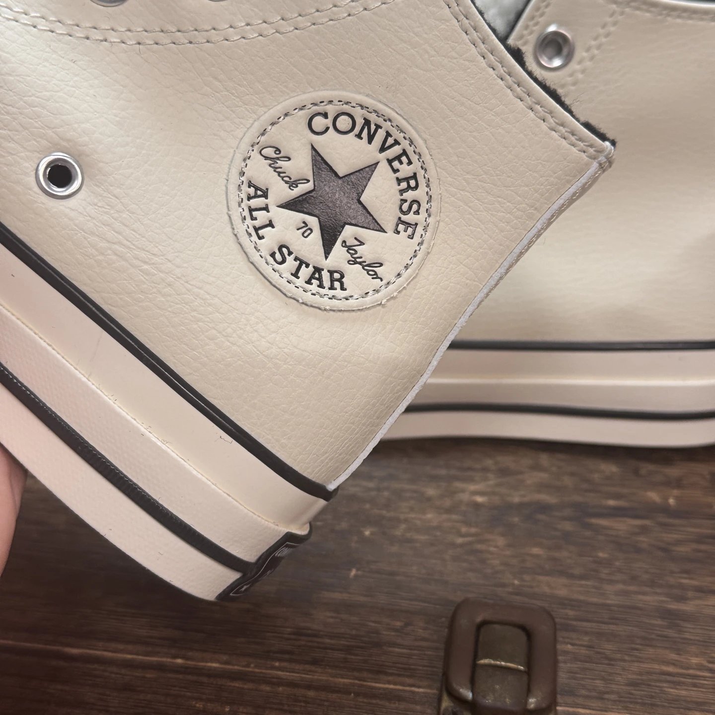 High Top Leather Sneakers Winter Cream - Gallery Image 5 - Detailed View