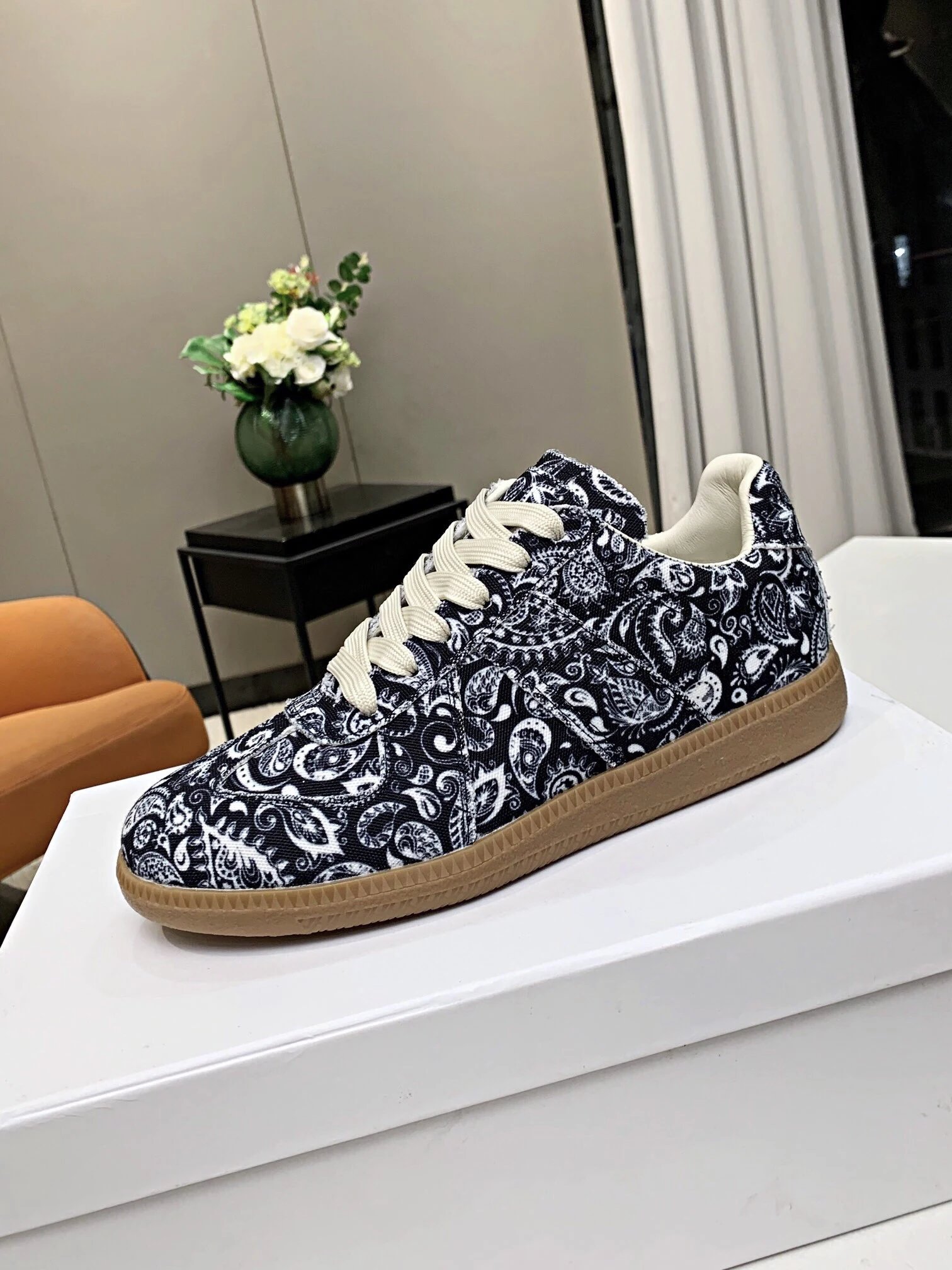 Maison Margiela MM6 Paisley Trainers Blue - Gallery Image 6 - Detailed View