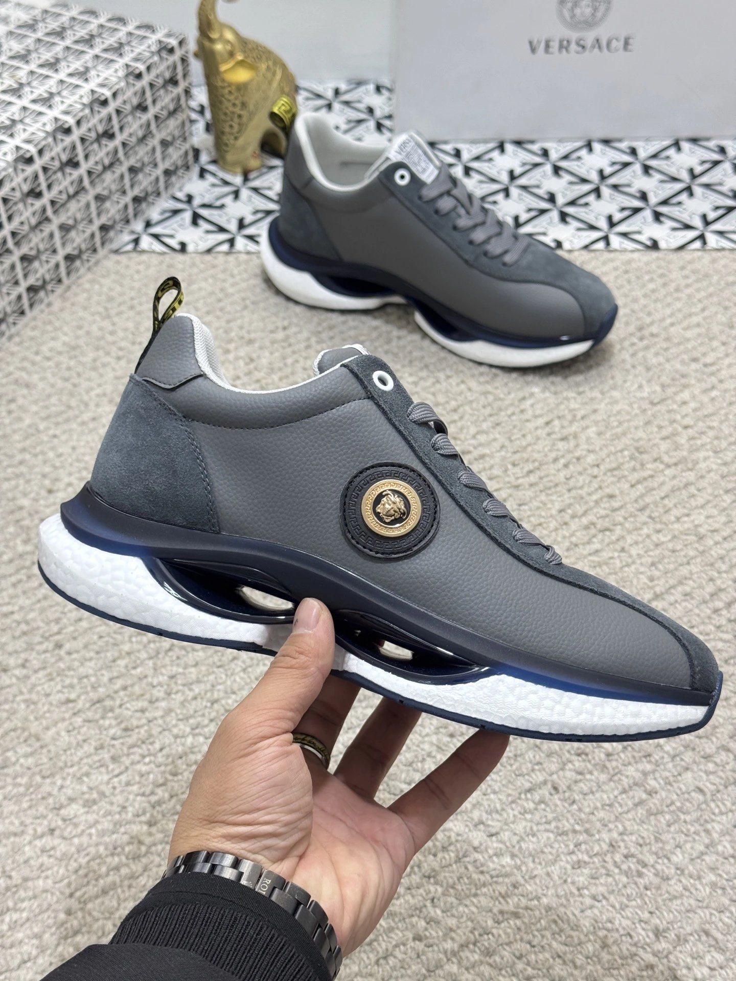 Luxury Mesh Sneakers Charcoal Grey - Gallery Image 7 - Detailed View