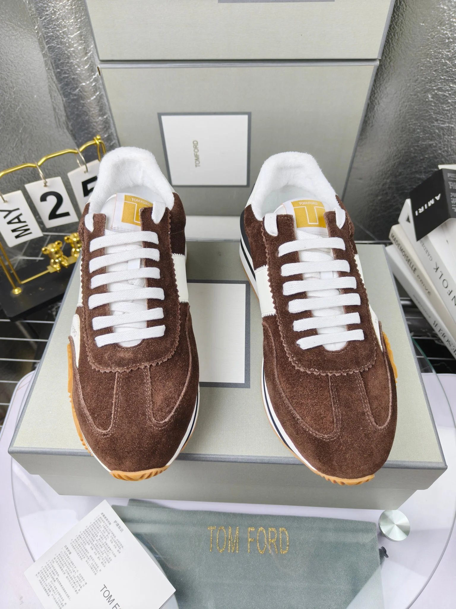 Retro Suede Platform Sneakers Coffee Brown - Gallery Image 3 - Detailed View