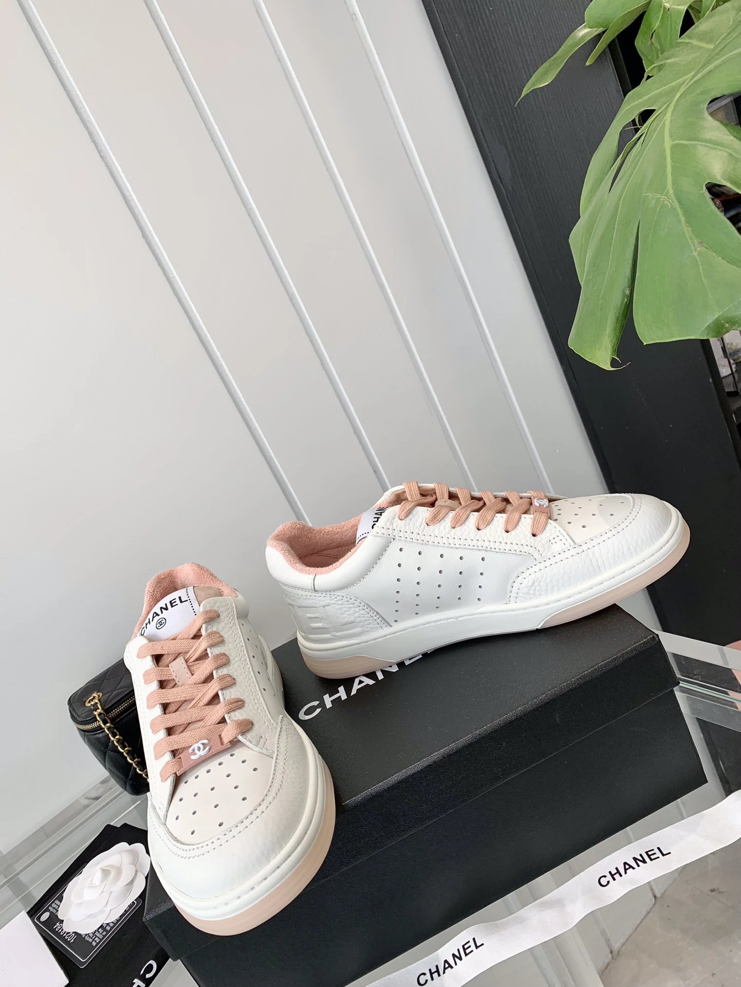 Chanel White Logo Sneakers Pink - Gallery Image 3 - Detailed View