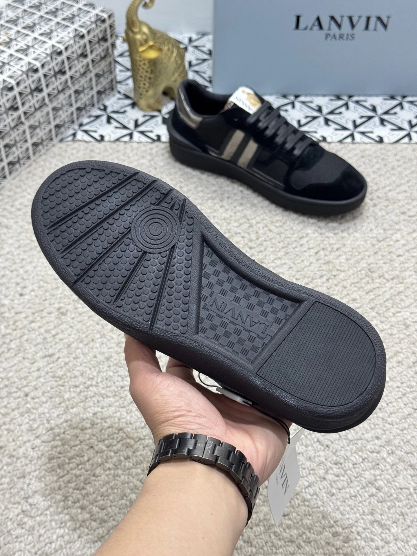 Lanvin Bumper Sneakers Black Silver - Gallery Image 9 - Detailed View