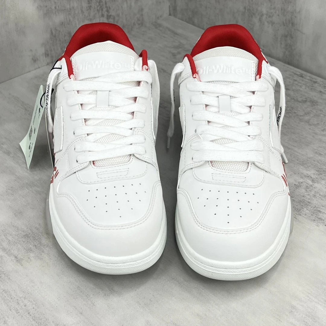 Off-White White Red Low Sneakers - Gallery Image 4 - Detailed View