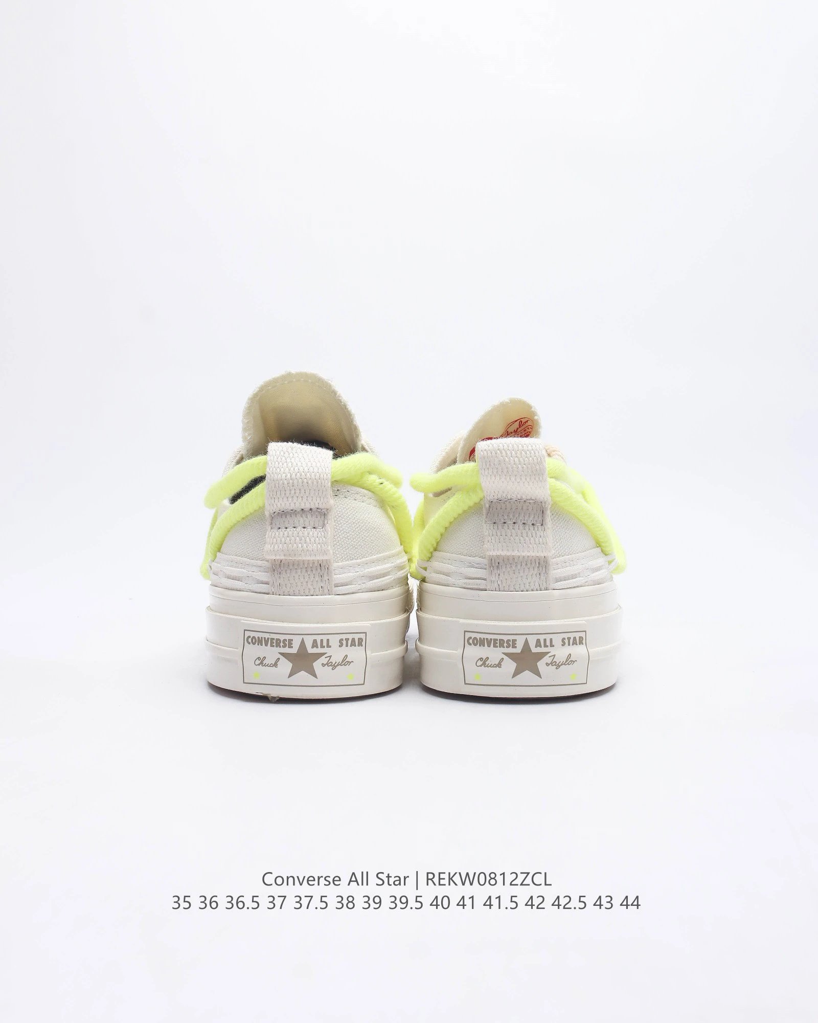 Deconstructed Canvas Low Top Sneakers Ivory with Neon Yellow - Gallery Image 5 - Detailed View