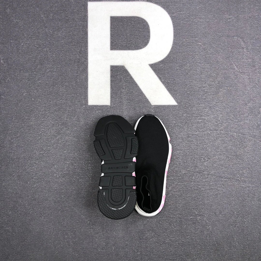 Speed Trainer Sock Sneakers Knit Breathable Sole Black Pink - Gallery Image 8 - Detailed View